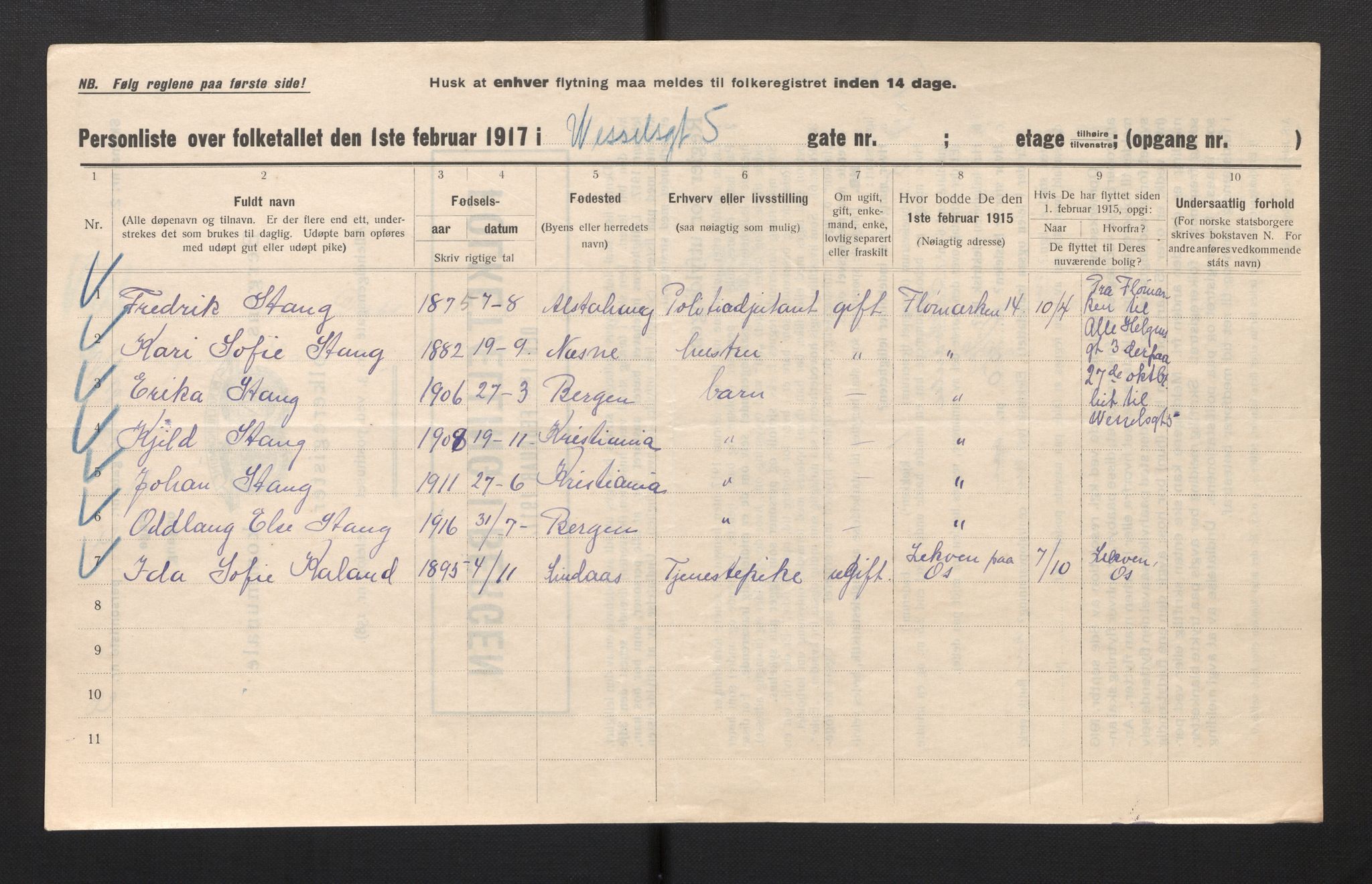 SAB, Kommunal folketelling 1917 for Bergen kjøpstad, 1917, s. 45329