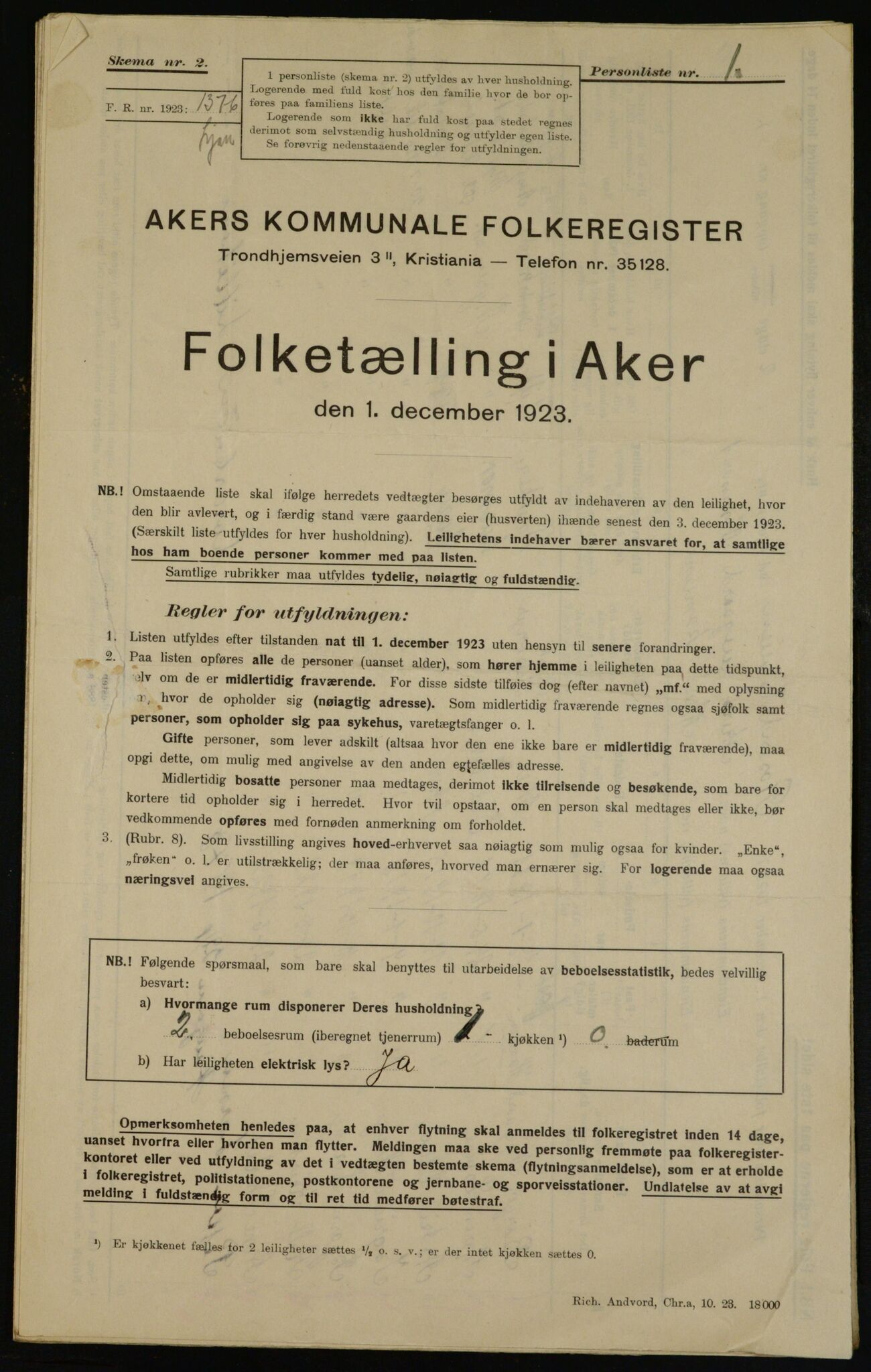 , Kommunal folketelling 1.12.1923 for Aker, 1923, s. 44519