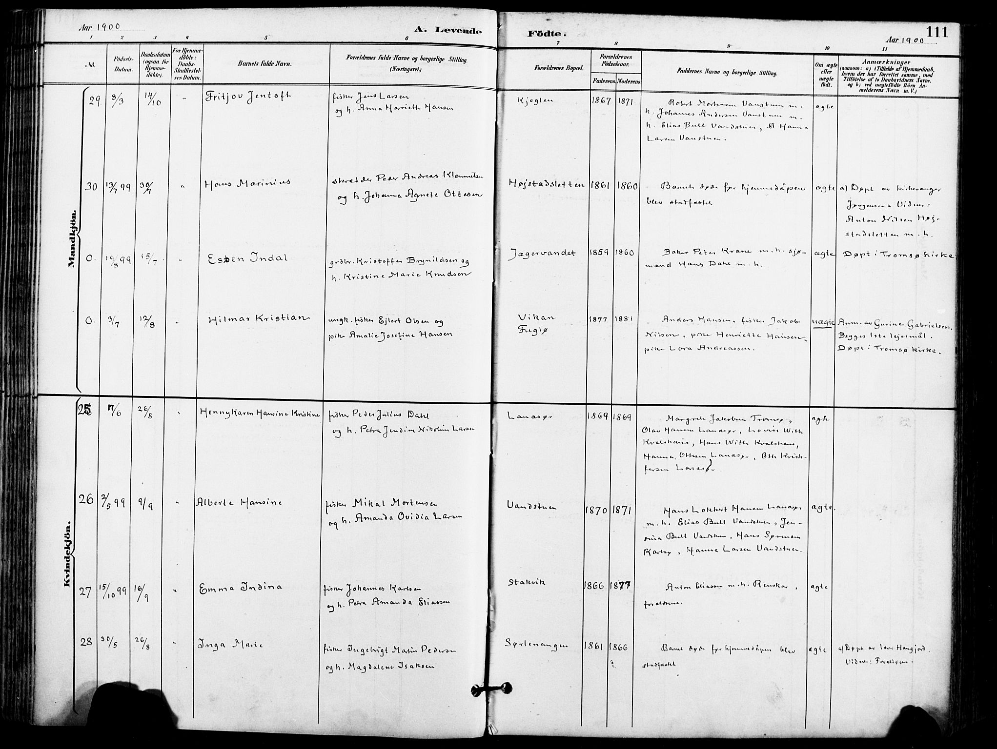 Karlsøy sokneprestembete, AV/SATØ-S-1299/H/Ha/Haa/L0007kirke: Ministerialbok nr. 7, 1891-1902, s. 111