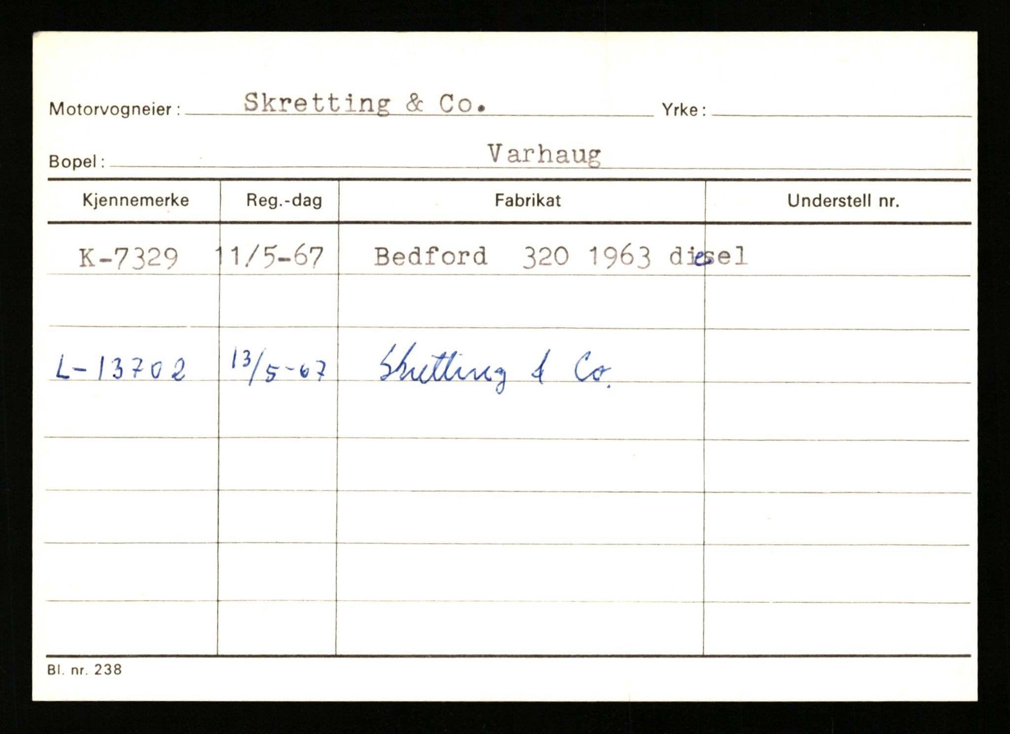 Stavanger trafikkstasjon, AV/SAST-A-101942/0/G/L0002: Registreringsnummer: 5791 - 10405, 1930-1971, s. 731