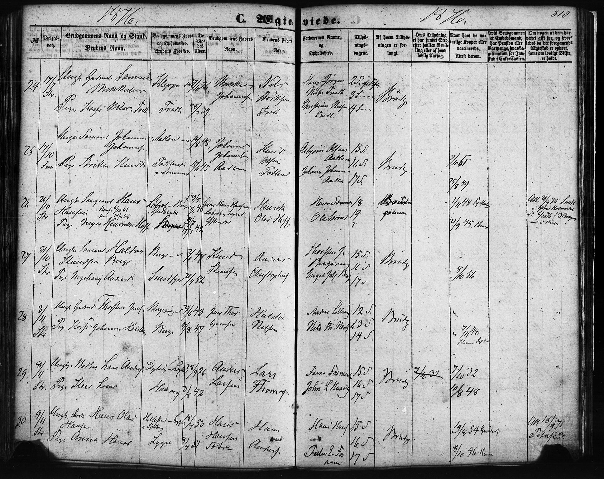 Fusa sokneprestembete, AV/SAB-A-75401/H/Haa: Ministerialbok nr. A 1I, 1855-1879, s. 318