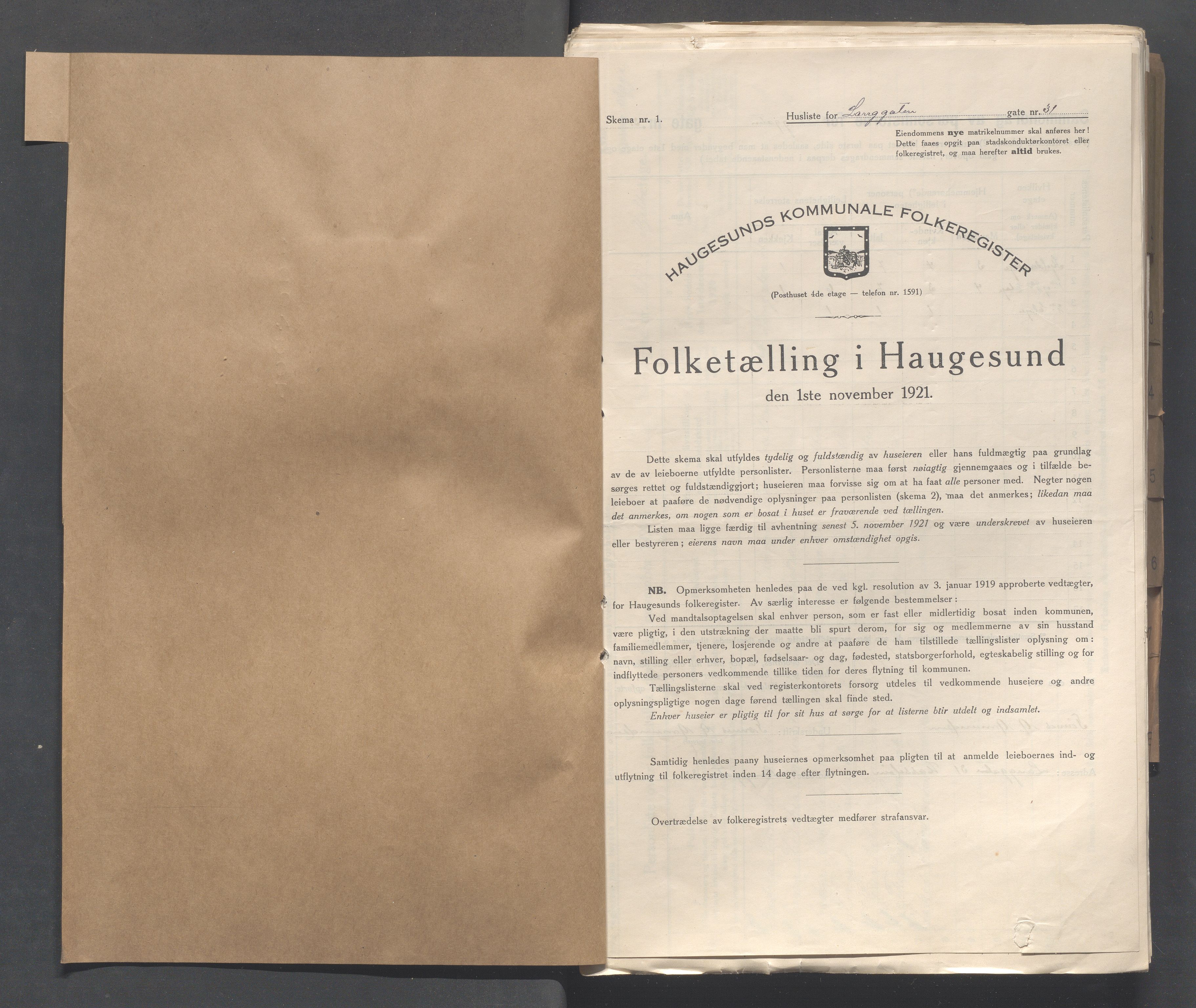 IKAR, Kommunal folketelling 1.11.1921 for Haugesund, 1921, s. 6266