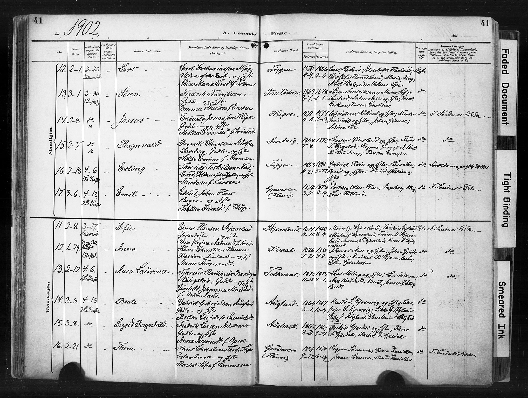 Høyland sokneprestkontor, AV/SAST-A-101799/001/30BA/L0015: Ministerialbok nr. A 14, 1899-1911, s. 41