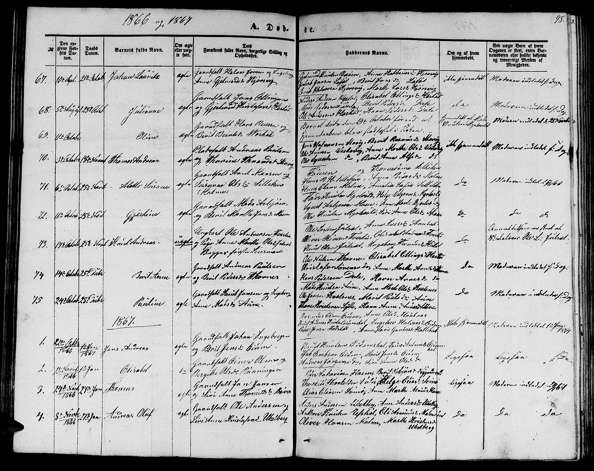 Ministerialprotokoller, klokkerbøker og fødselsregistre - Møre og Romsdal, AV/SAT-A-1454/565/L0753: Klokkerbok nr. 565C02, 1845-1870, s. 98