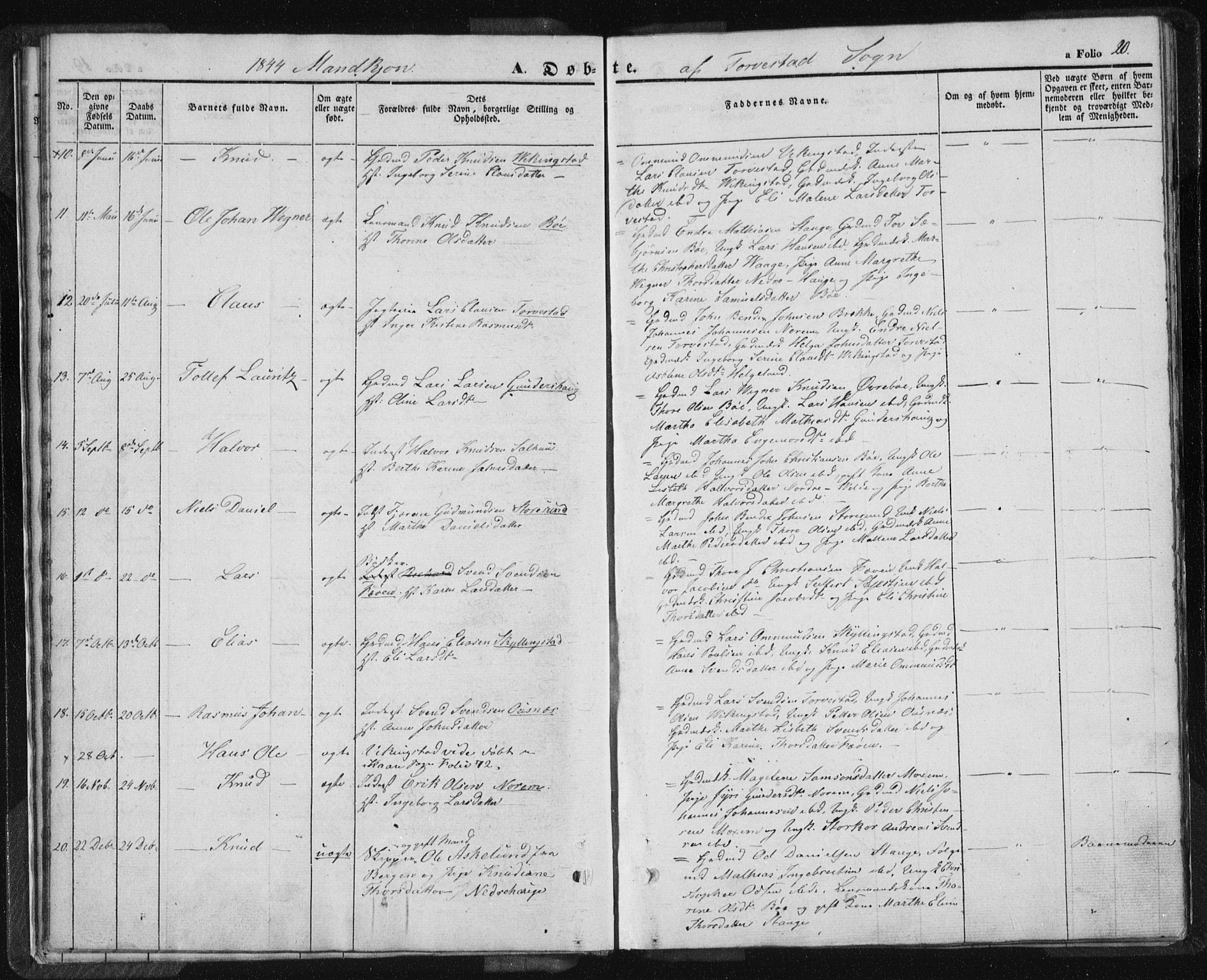 Torvastad sokneprestkontor, AV/SAST-A -101857/H/Ha/Haa/L0005: Ministerialbok nr. A 5, 1836-1847, s. 20