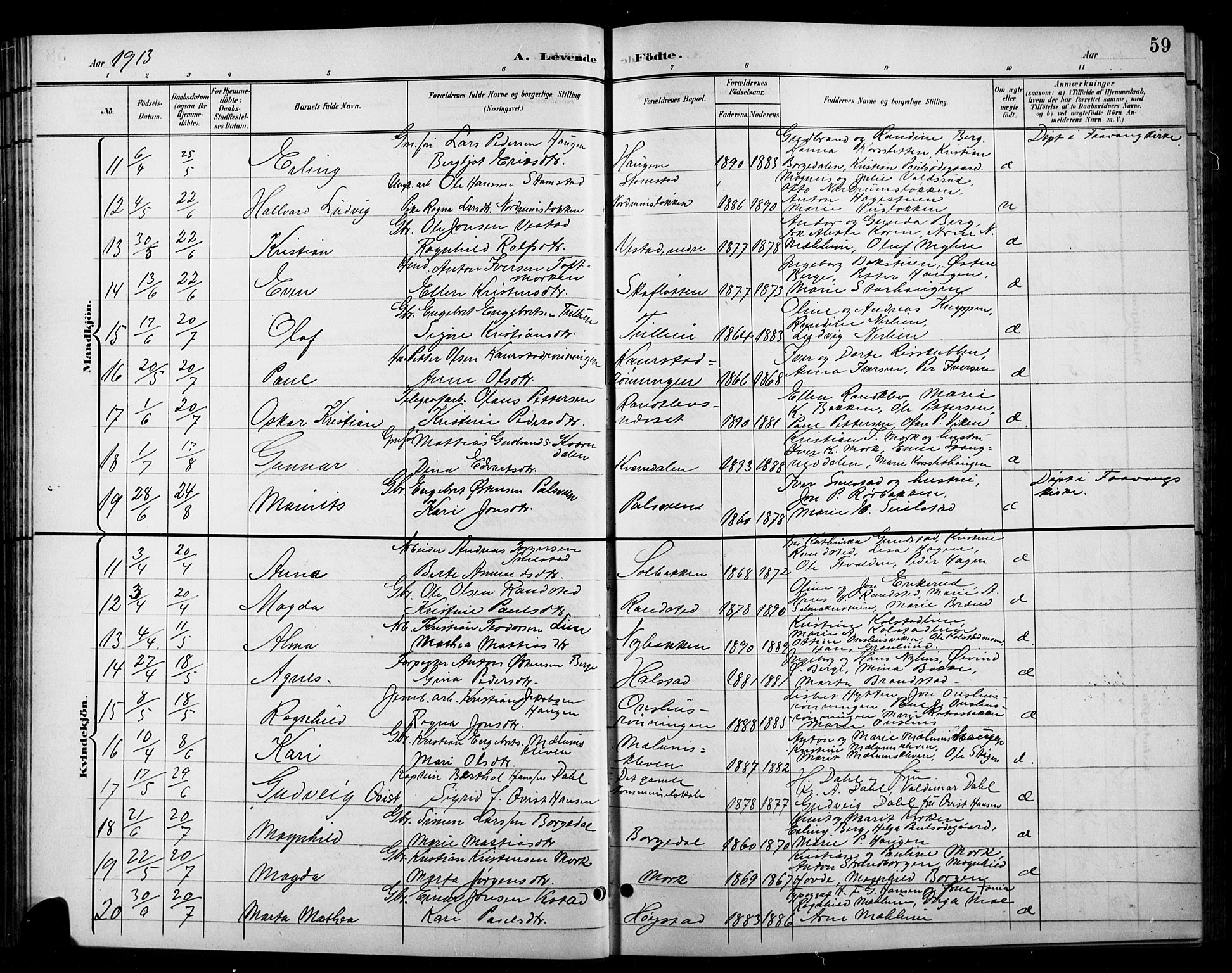Ringebu prestekontor, AV/SAH-PREST-082/H/Ha/Hab/L0009: Klokkerbok nr. 9, 1899-1921, s. 59