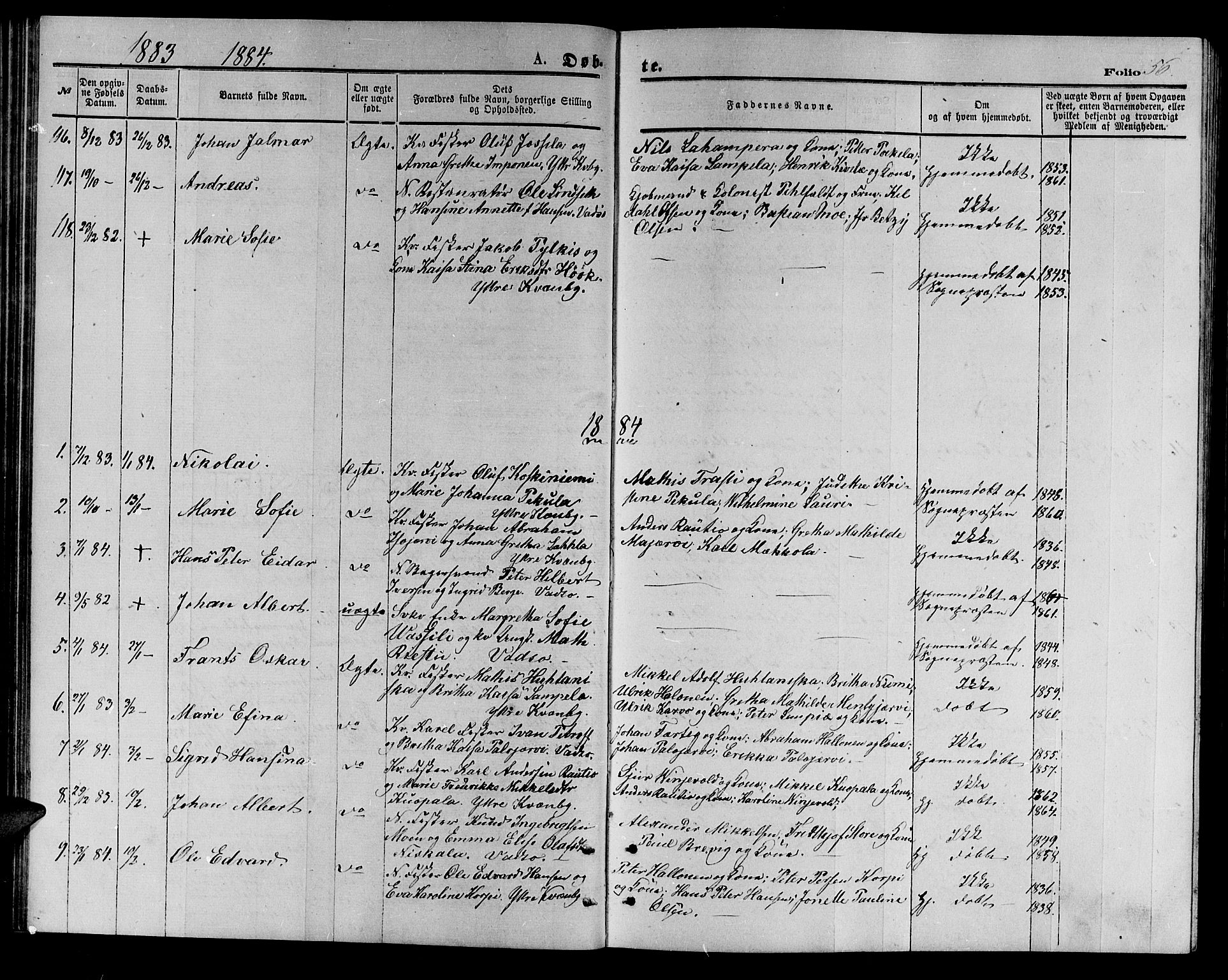 Vadsø sokneprestkontor, AV/SATØ-S-1325/H/Hb/L0002klokker: Klokkerbok nr. 2, 1875-1884, s. 56