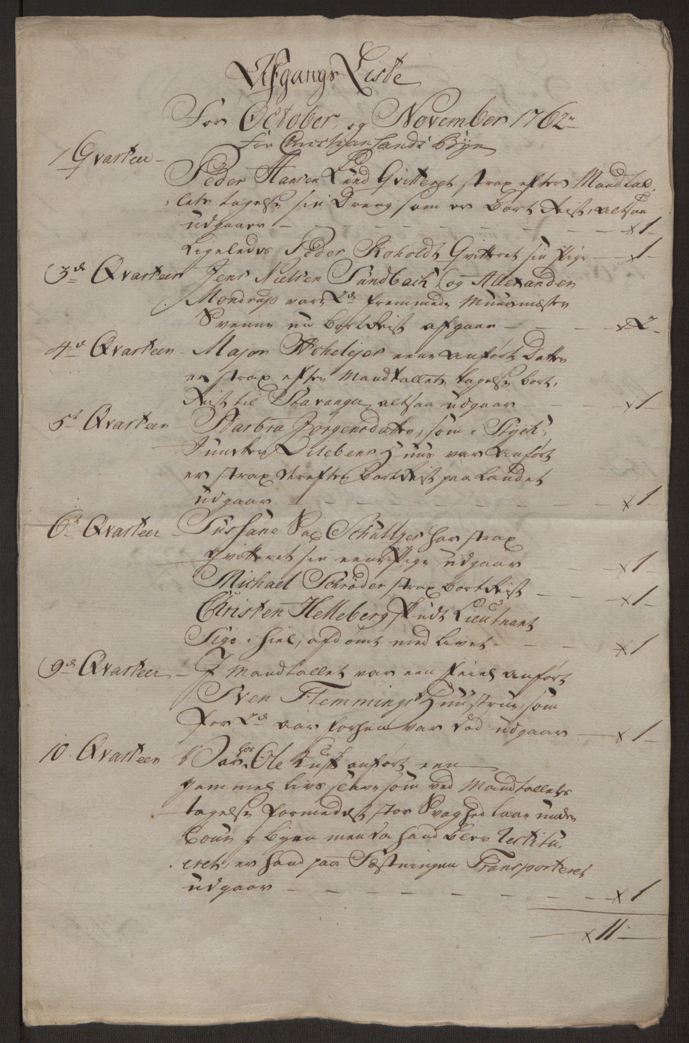 Rentekammeret inntil 1814, Reviderte regnskaper, Byregnskaper, RA/EA-4066/R/Rm/L0265/0001: [M6] Kontribusjonsregnskap / Ekstraskatt, 1762-1764, s. 58