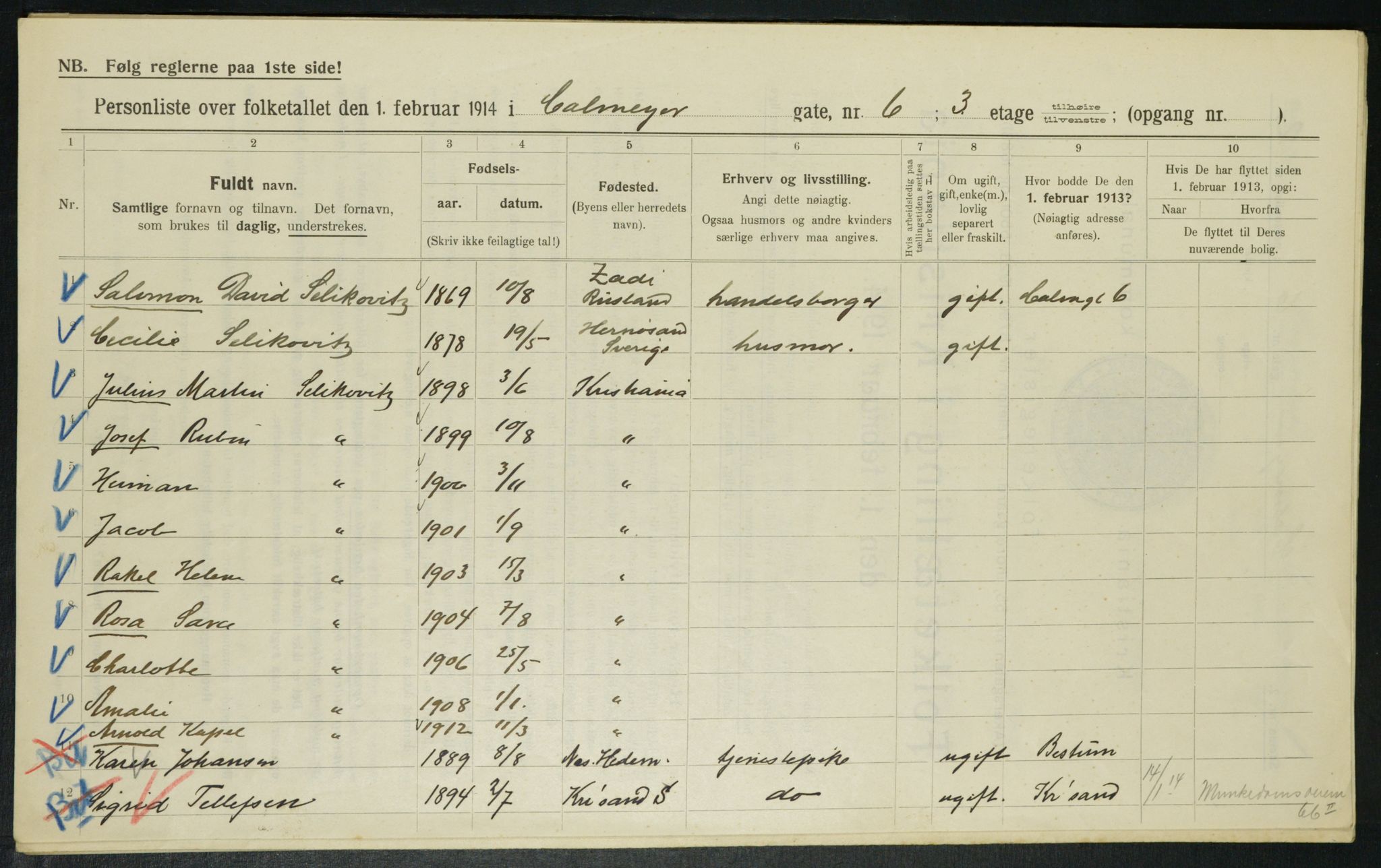 OBA, Kommunal folketelling 1.2.1914 for Kristiania, 1914, s. 11538