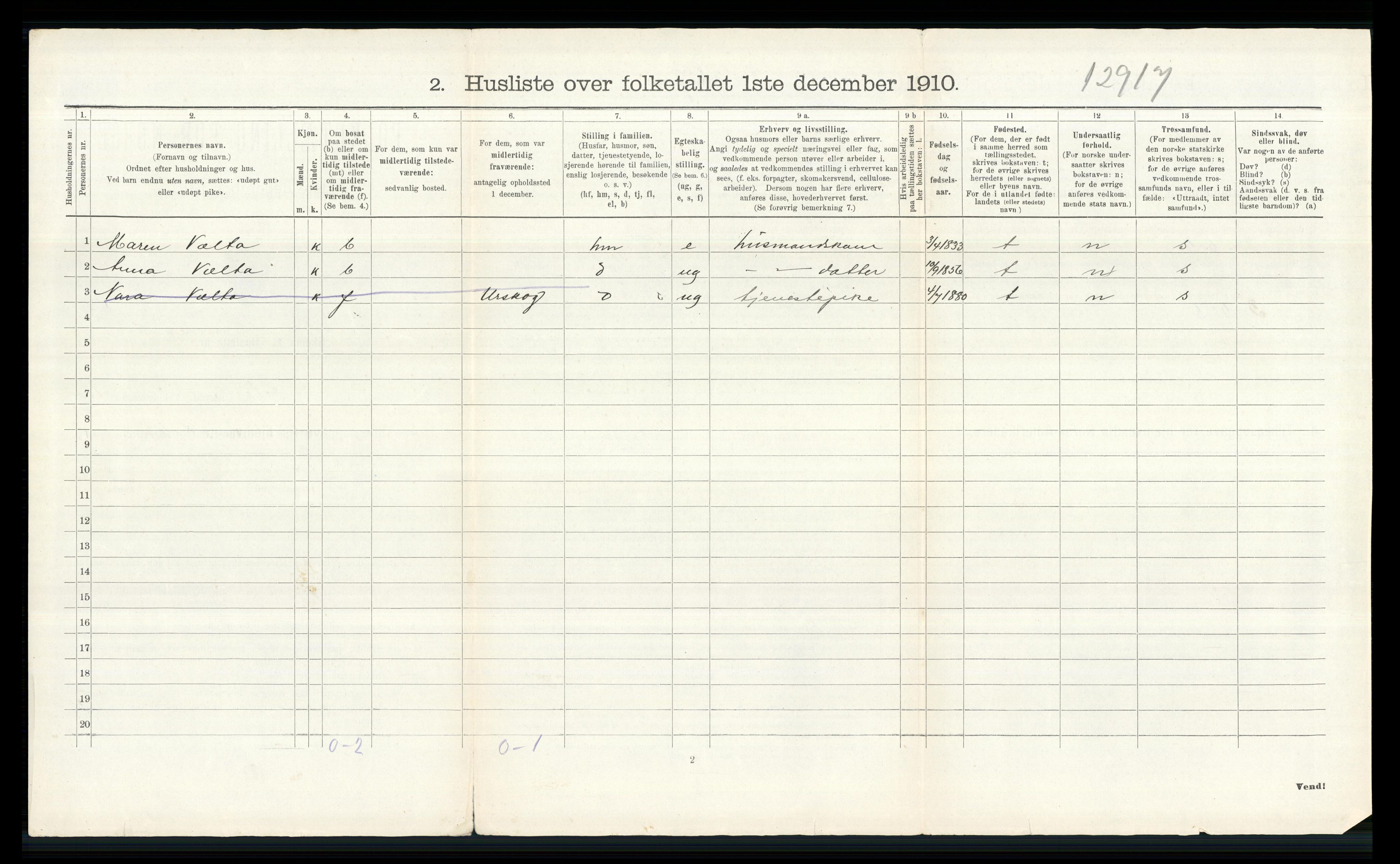 RA, Folketelling 1910 for 0236 Nes herred, 1910, s. 2999