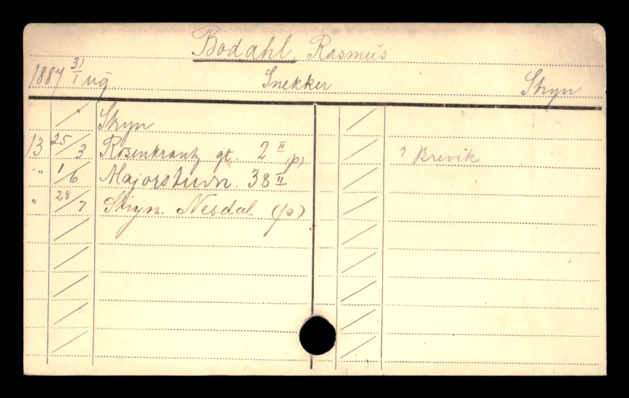 Oslo folkeregister, Registerkort, AV/SAO-A-11715/D/Da/L0011: Menn: Bodahl Anton - Bredberg Karl, 1906-1919