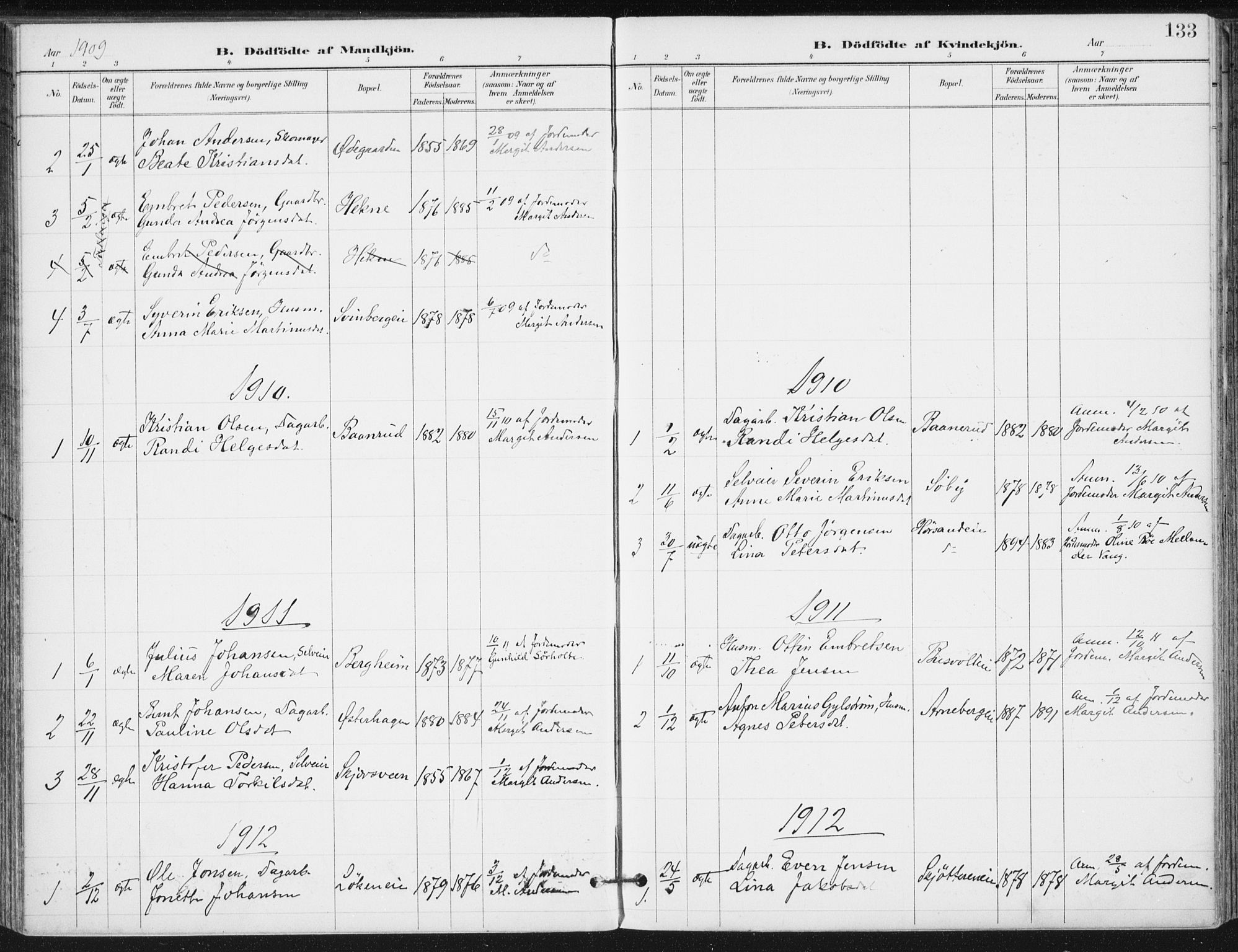 Romedal prestekontor, SAH/PREST-004/K/L0011: Ministerialbok nr. 11, 1896-1912, s. 133