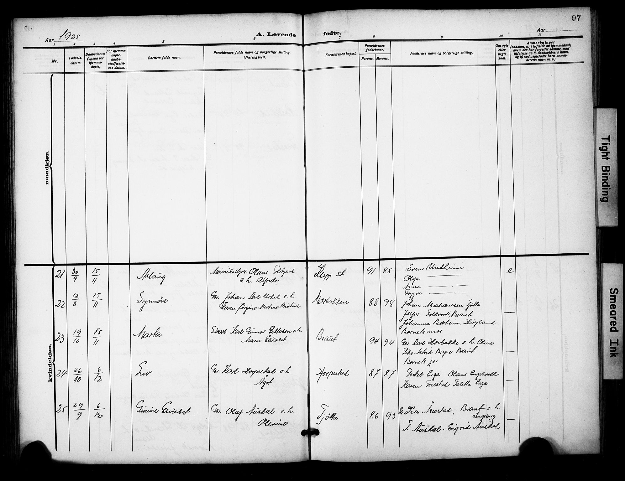 Klepp sokneprestkontor, SAST/A-101803/001/3/30BB/L0007: Klokkerbok nr. B 7, 1908-1934, s. 97