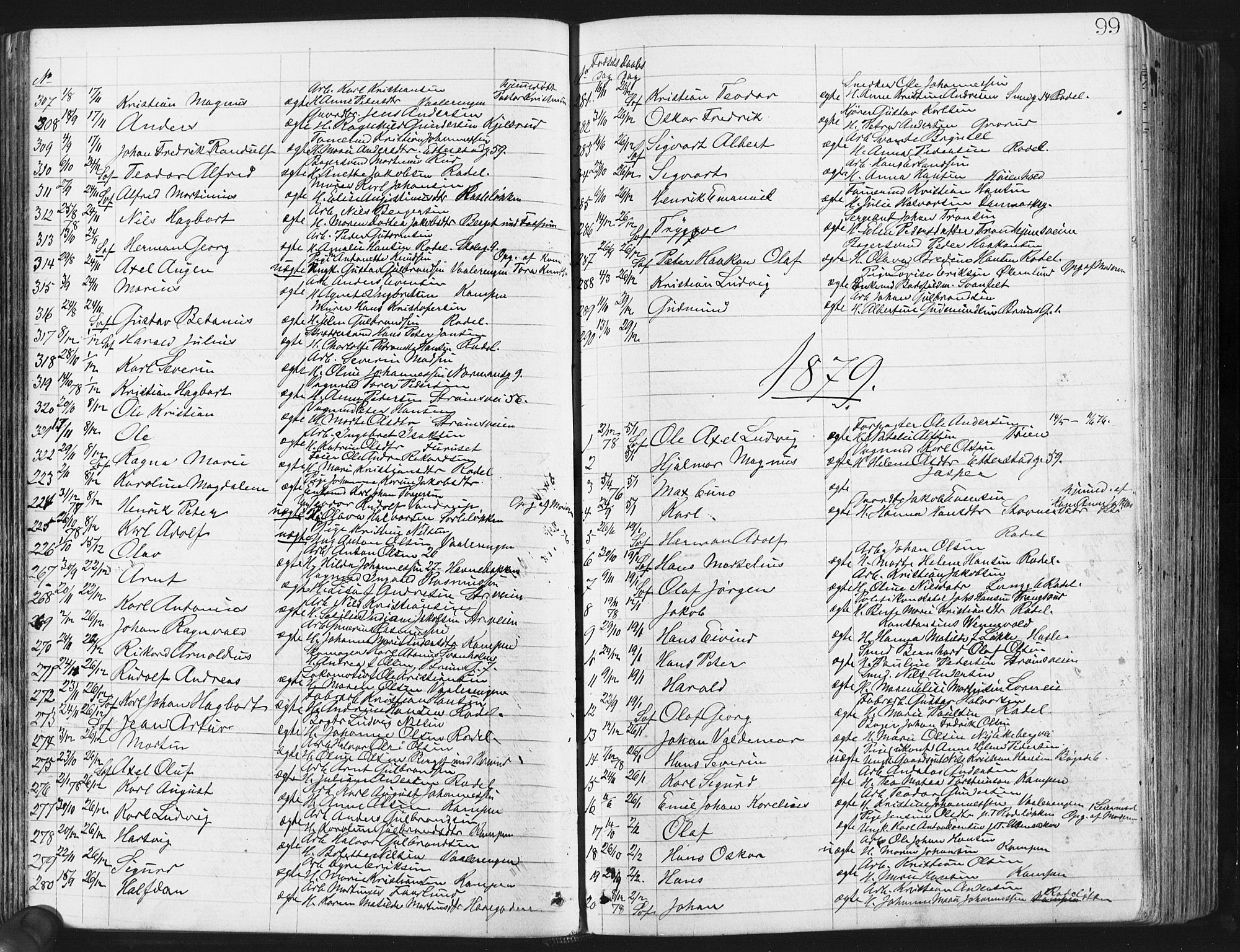 Østre Aker prestekontor Kirkebøker, AV/SAO-A-10840/G/Ga/L0003: Klokkerbok nr. I 3, 1868-1913, s. 99