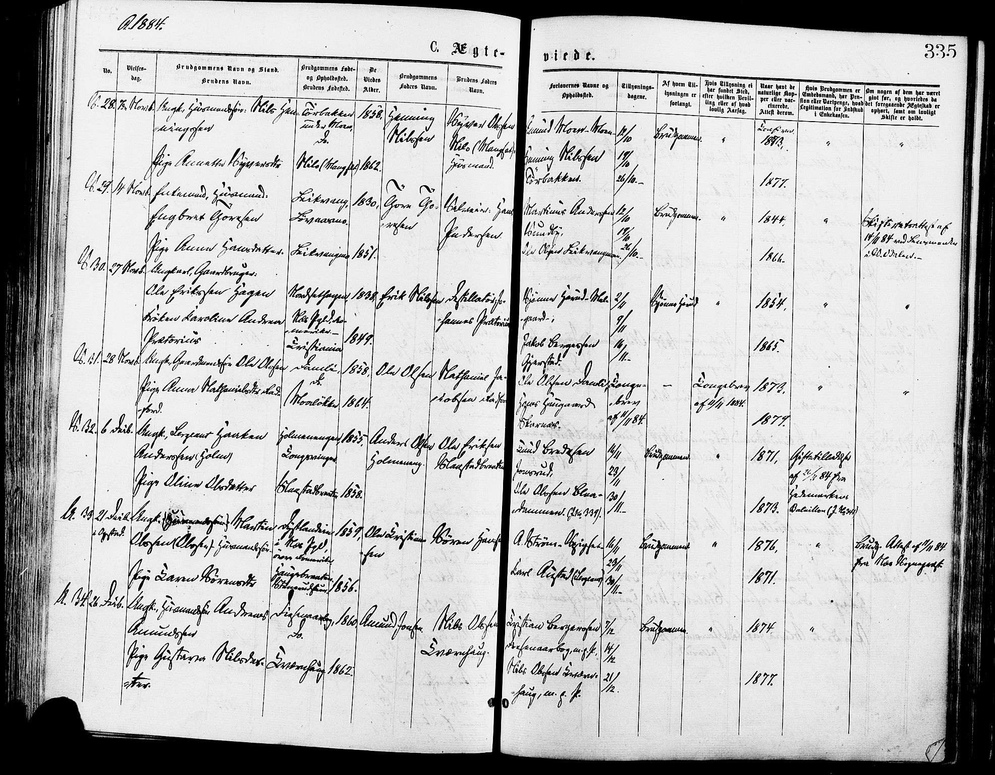 Sør-Odal prestekontor, AV/SAH-PREST-030/H/Ha/Haa/L0005: Ministerialbok nr. 5, 1876-1885, s. 335