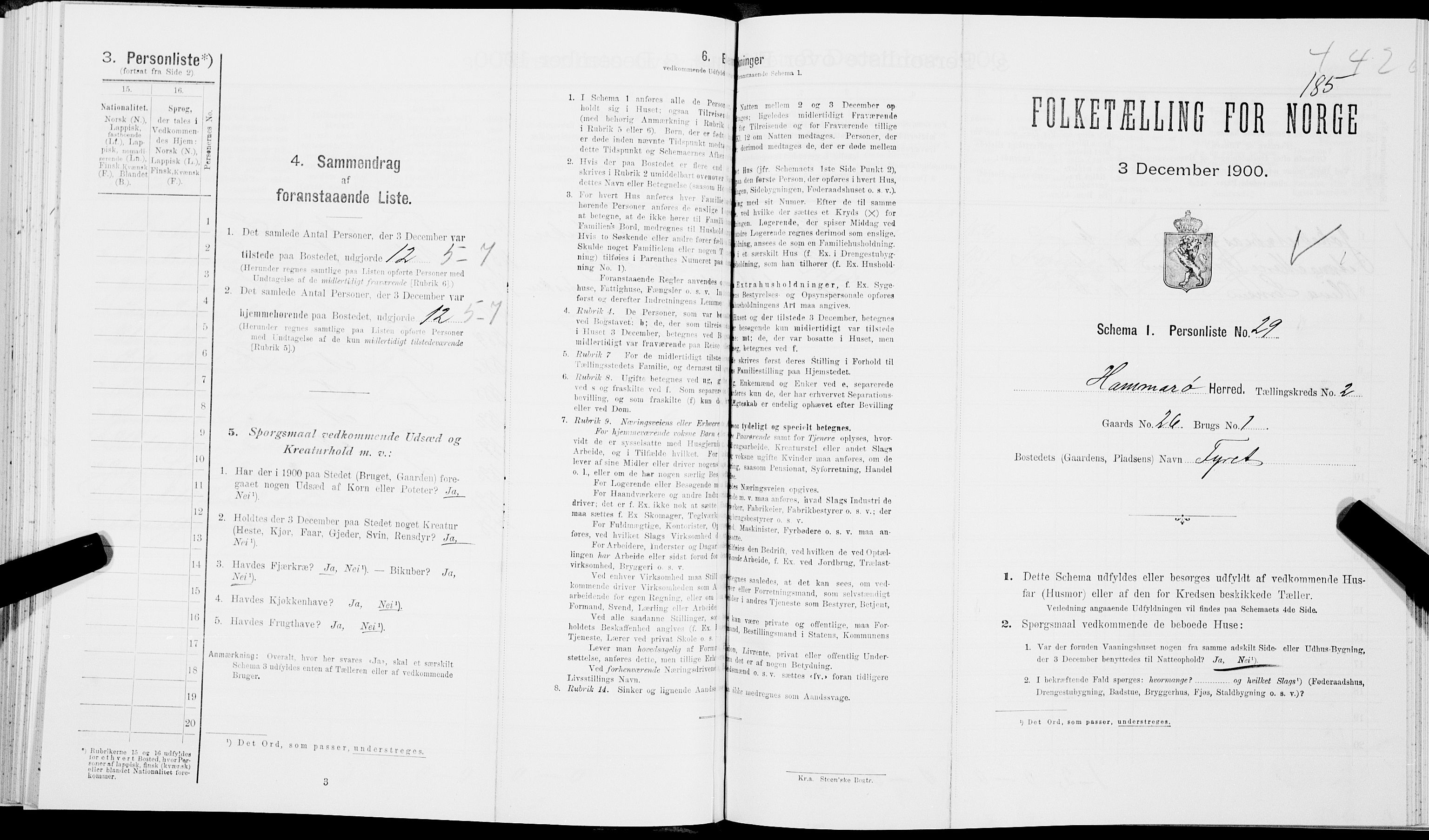 SAT, Folketelling 1900 for 1849 Hamarøy herred, 1900, s. 202