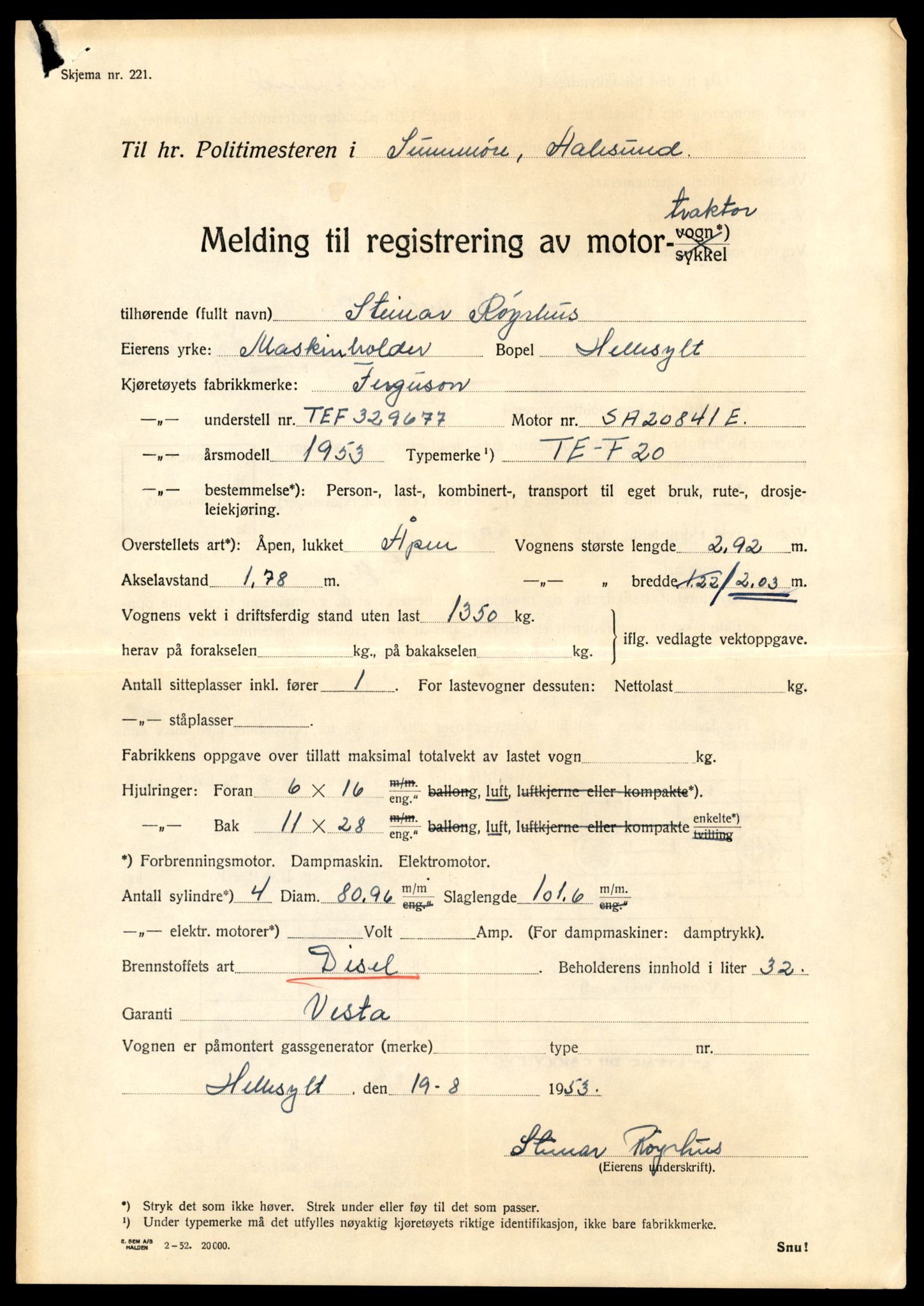 Møre og Romsdal vegkontor - Ålesund trafikkstasjon, AV/SAT-A-4099/F/Fe/L0033: Registreringskort for kjøretøy T 12151 - T 12474, 1927-1998, s. 3333