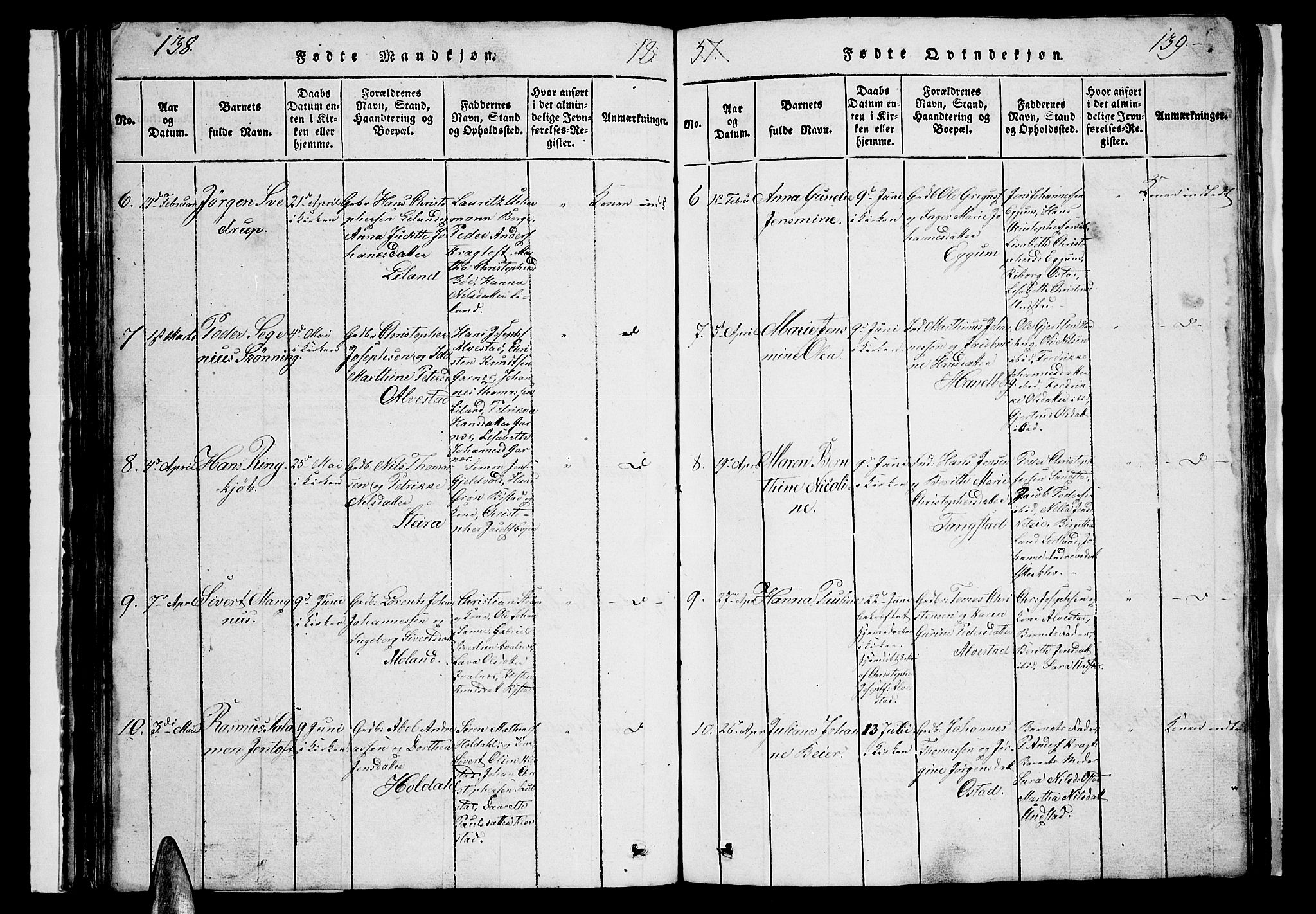 Ministerialprotokoller, klokkerbøker og fødselsregistre - Nordland, AV/SAT-A-1459/880/L1139: Klokkerbok nr. 880C01, 1836-1857, s. 138-139