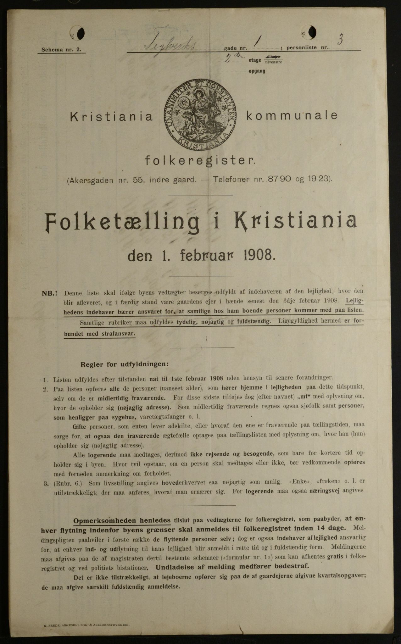 OBA, Kommunal folketelling 1.2.1908 for Kristiania kjøpstad, 1908, s. 96477