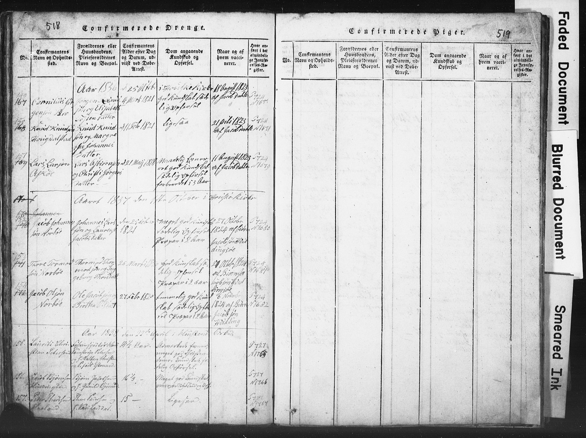 Rennesøy sokneprestkontor, SAST/A -101827/H/Ha/Hab/L0001: Klokkerbok nr. B 1, 1816-1841, s. 518-519