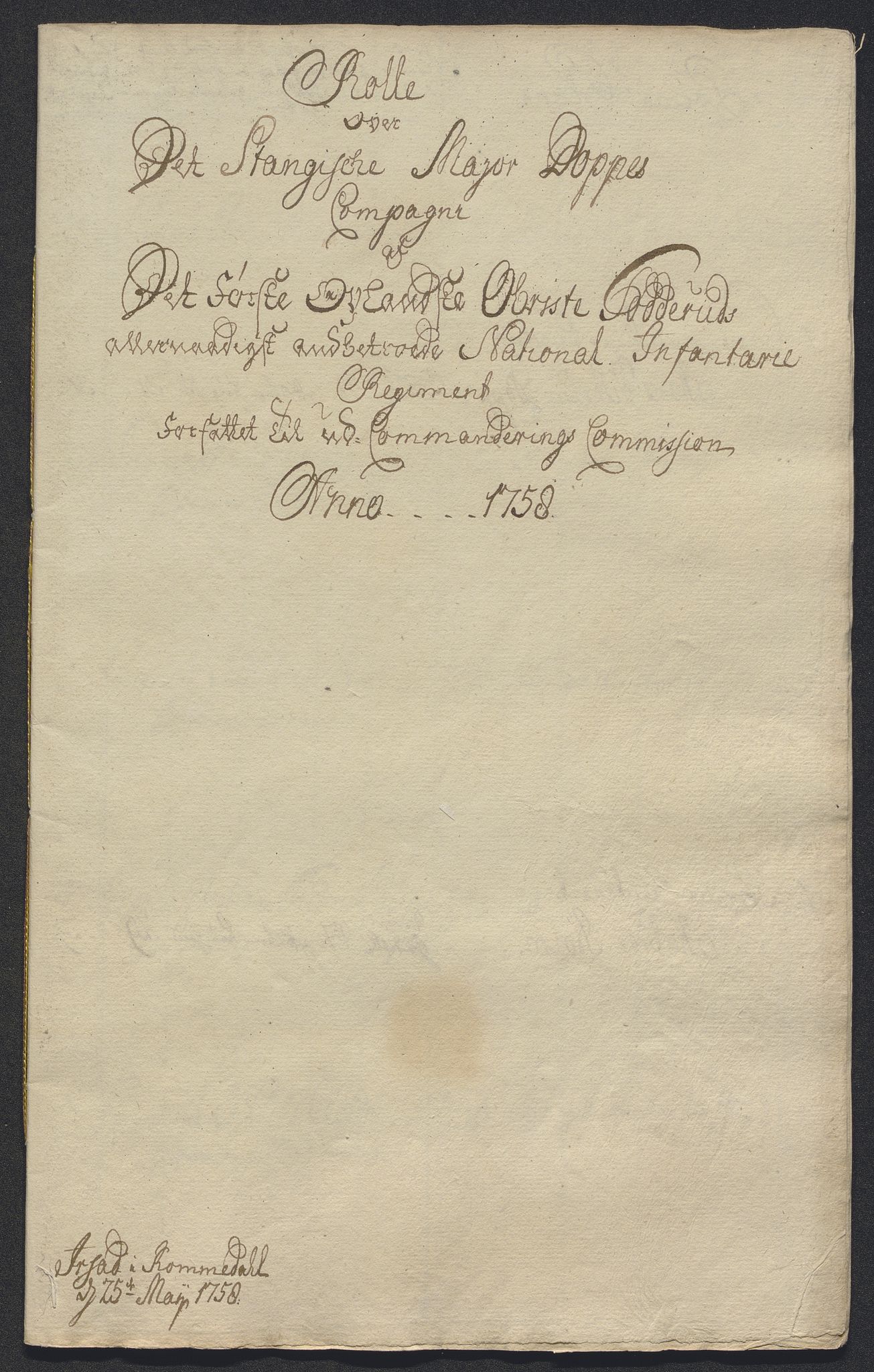 Kommanderende general (KG I) med Det norske krigsdirektorium, AV/RA-EA-5419/E/Ec/L0021: Ruller over nedkommanderte mannskap, 1758-1762, s. 19