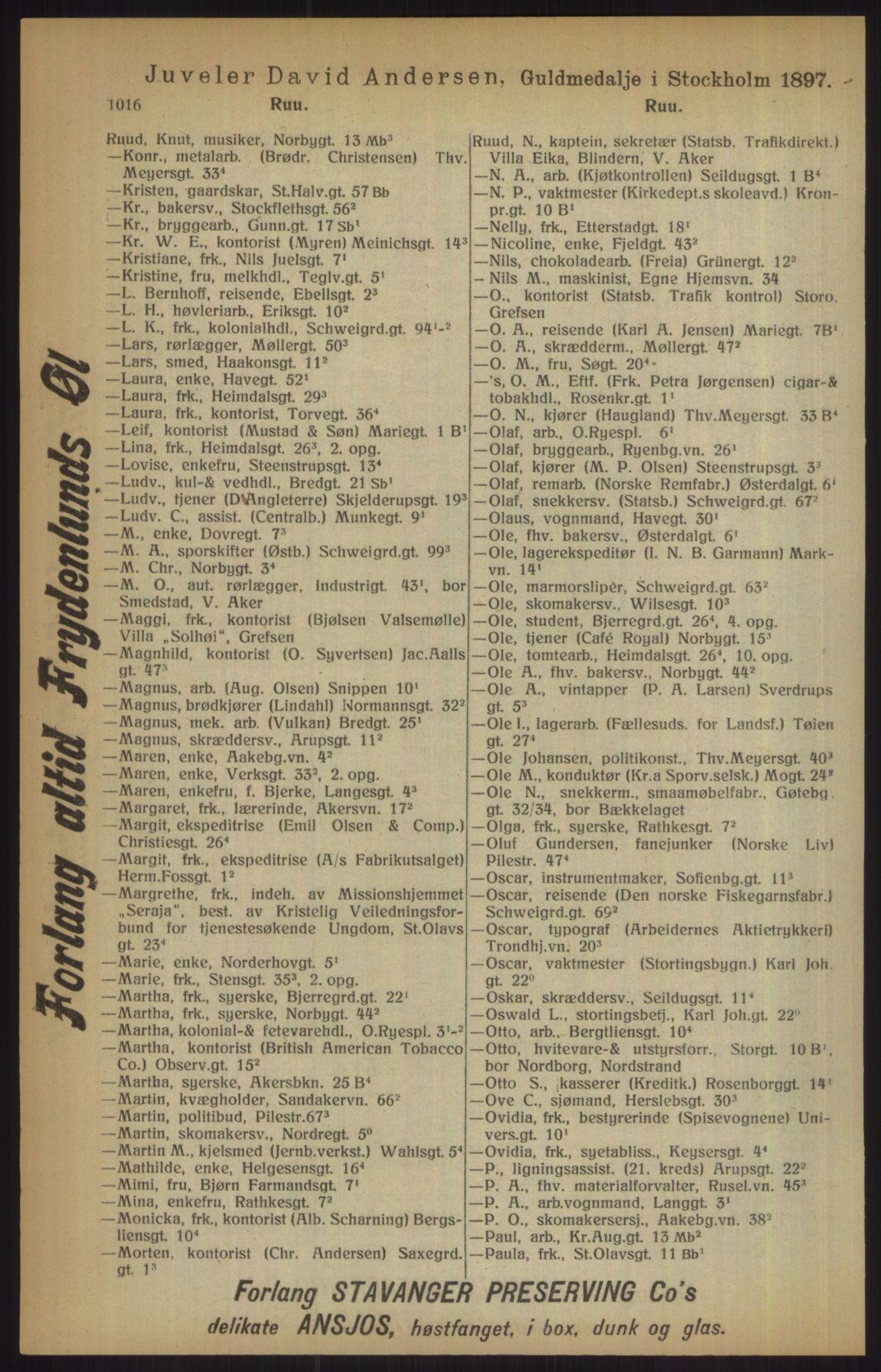 Kristiania/Oslo adressebok, PUBL/-, 1915, s. 1016