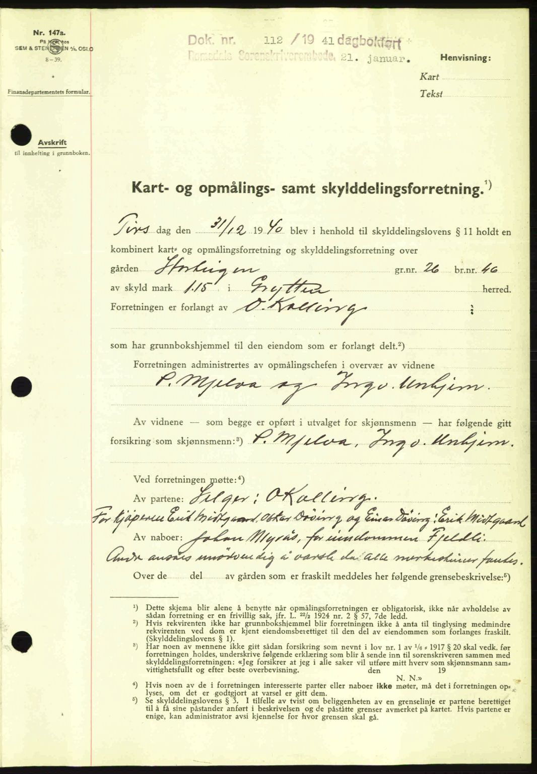 Romsdal sorenskriveri, SAT/A-4149/1/2/2C: Pantebok nr. A9, 1940-1941, Dagboknr: 112/1941