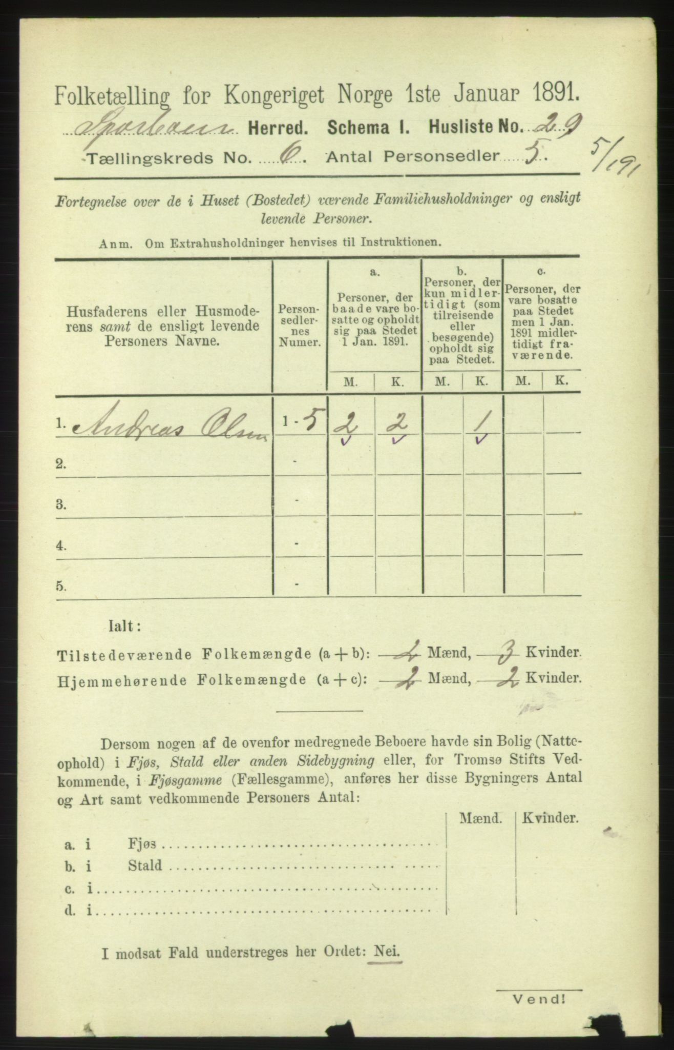 RA, Folketelling 1891 for 1731 Sparbu herred, 1891, s. 2149