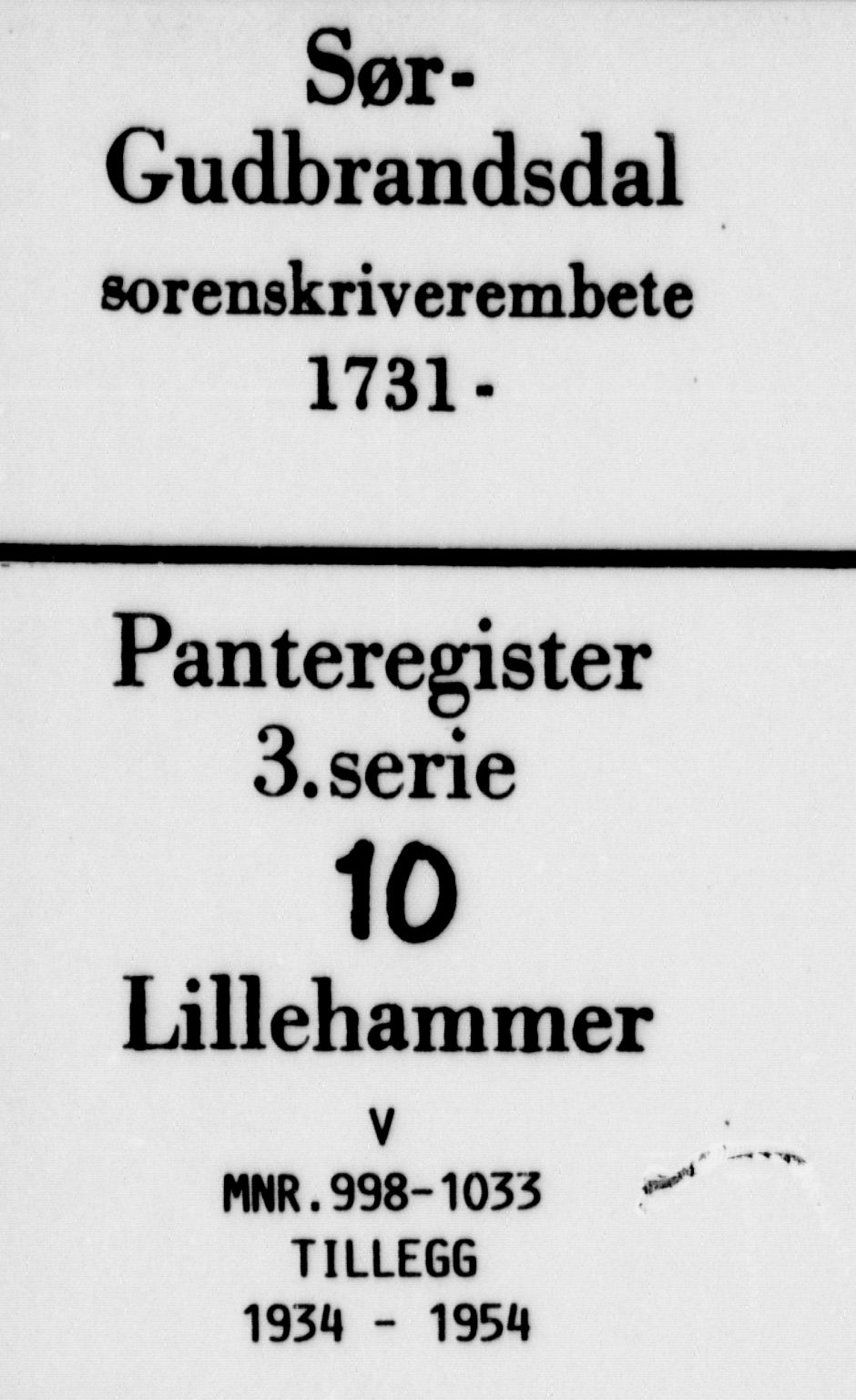Sør-Gudbrandsdal tingrett, SAH/TING-004/H/Ha/Haf/L0010: Panteregister nr. 3.10, 1934-1954