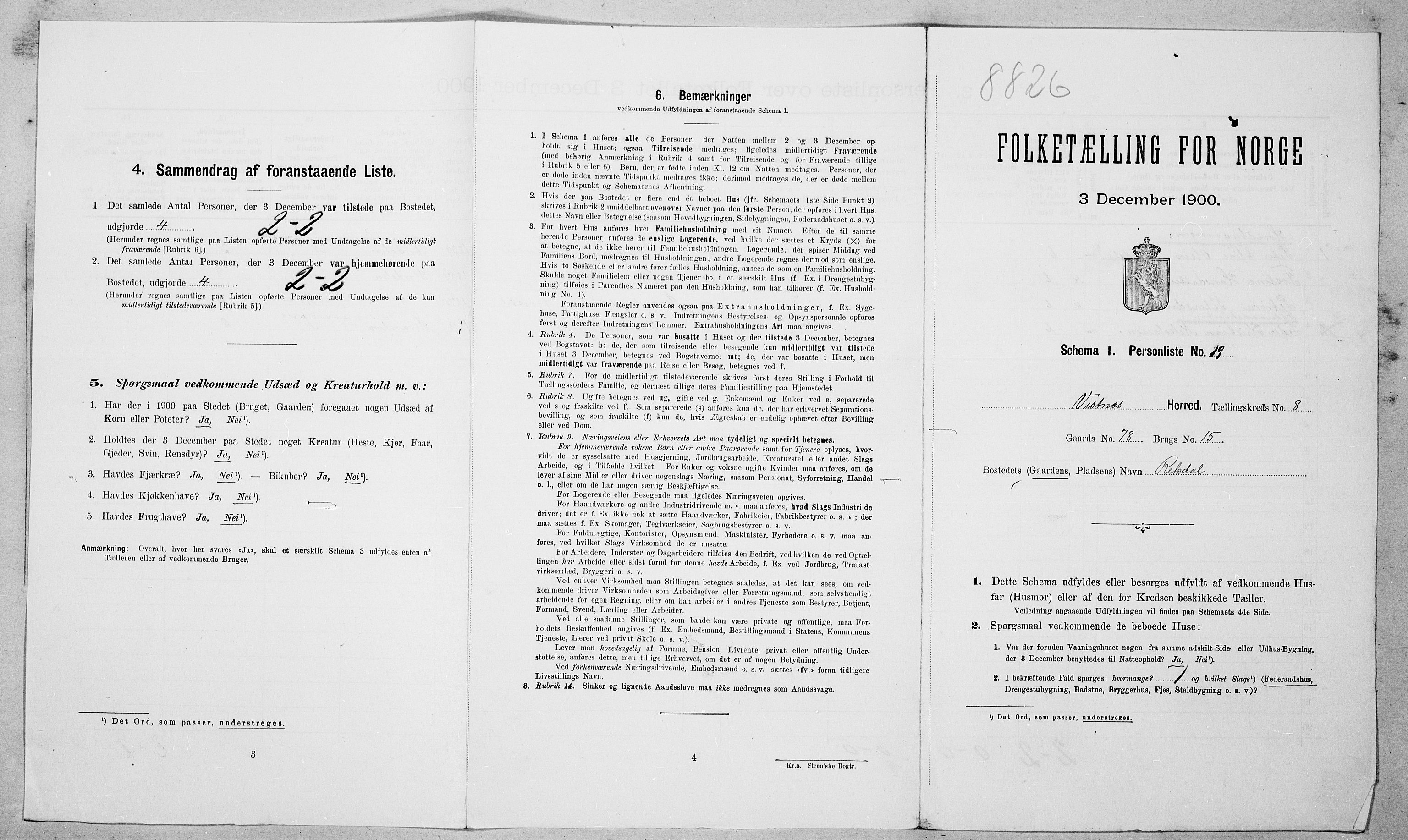 SAT, Folketelling 1900 for 1535 Vestnes herred, 1900, s. 822