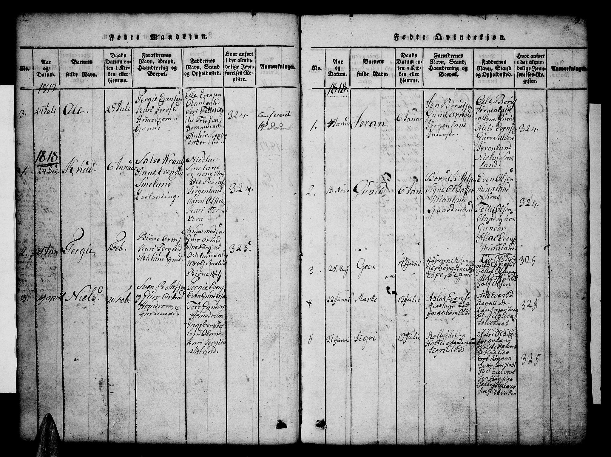 Åmli sokneprestkontor, SAK/1111-0050/F/Fb/Fba/L0001: Klokkerbok nr. B 1, 1816-1890, s. 3