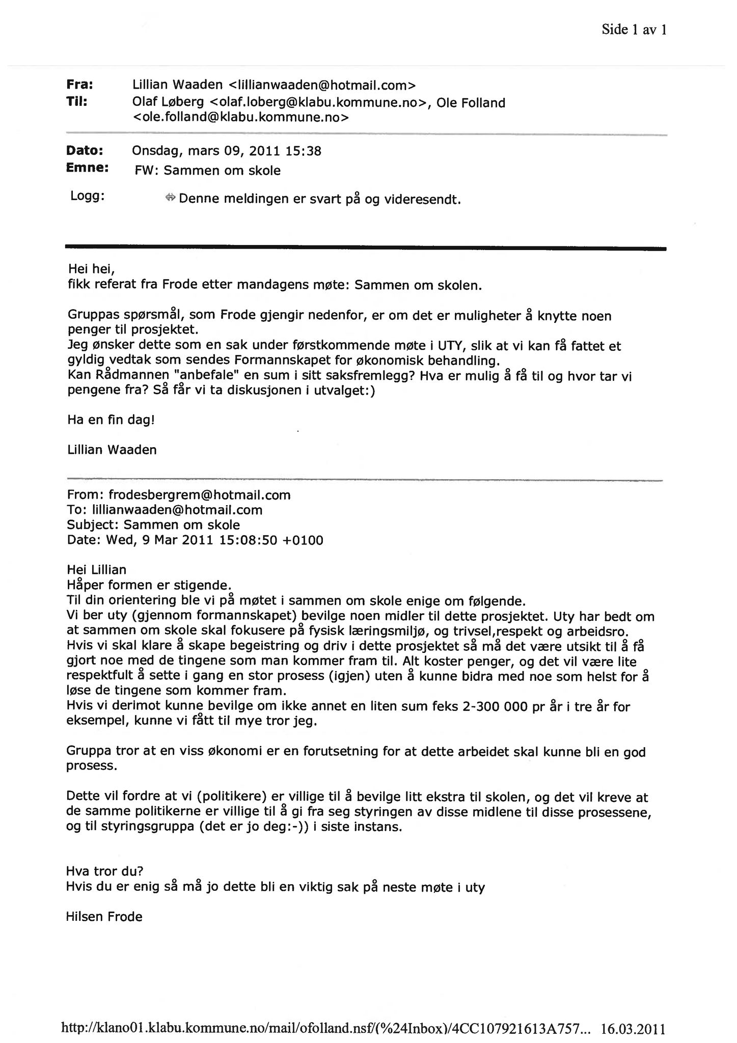 Klæbu Kommune, TRKO/KK/14-UTY/L004: Utvalg for tjenesteyting - Møtedokumenter, 2011, s. 85