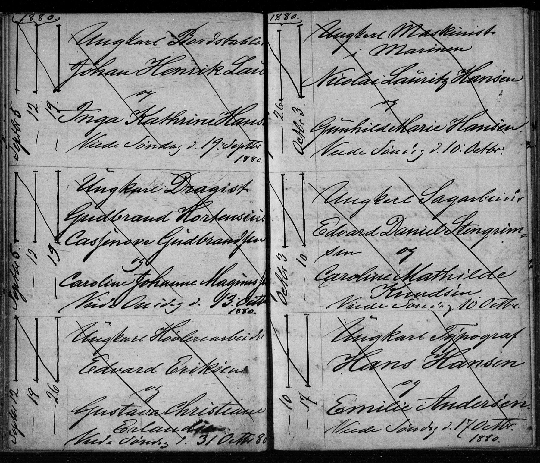 Bragernes kirkebøker, AV/SAKO-A-6/H/Ha/L0006: Lysningsprotokoll nr. 6, 1873-1896