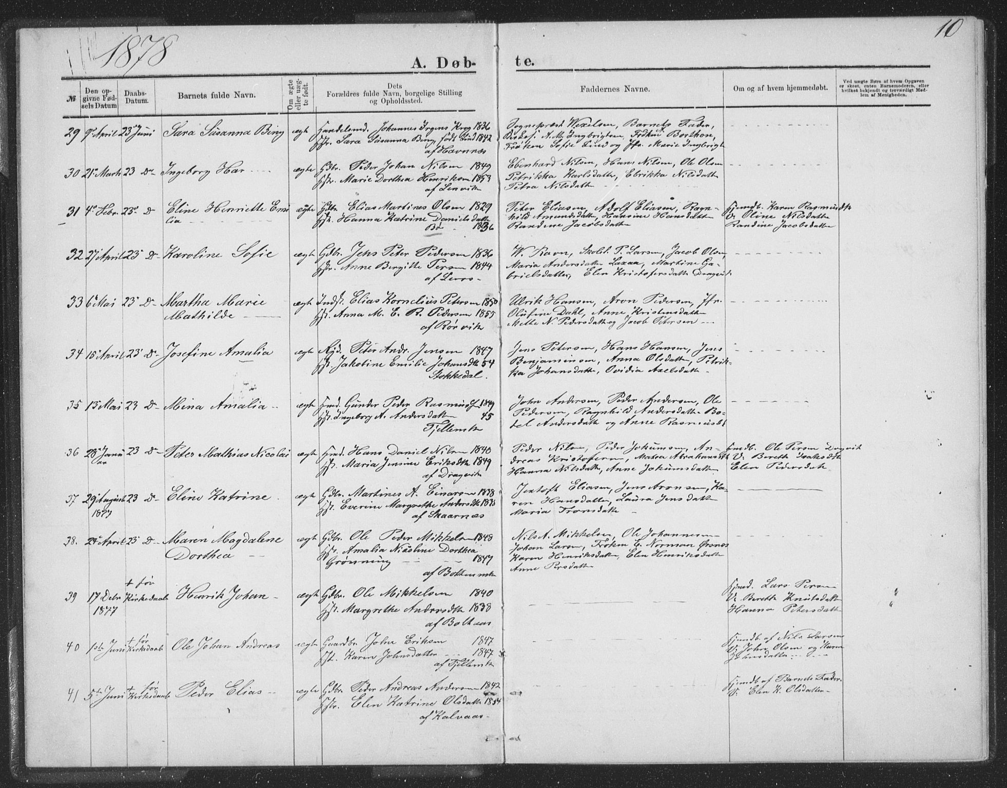 Ministerialprotokoller, klokkerbøker og fødselsregistre - Nordland, AV/SAT-A-1459/863/L0913: Klokkerbok nr. 863C03, 1877-1885, s. 10