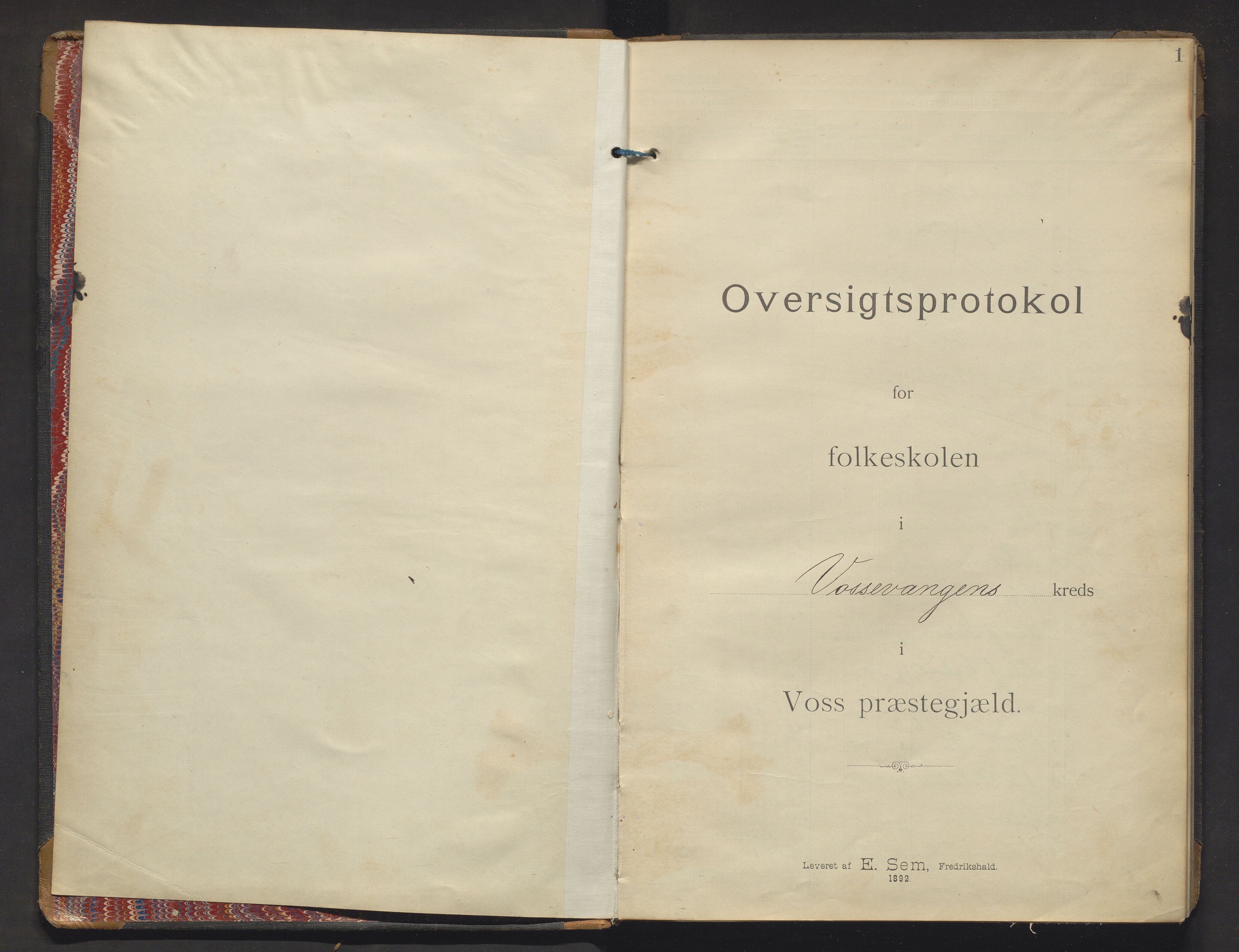 Voss kommune. Barneskulane, IKAH/1235-231/F/Fc/L0003: Skuleprotokoll for Vangen skule, 1892-1916