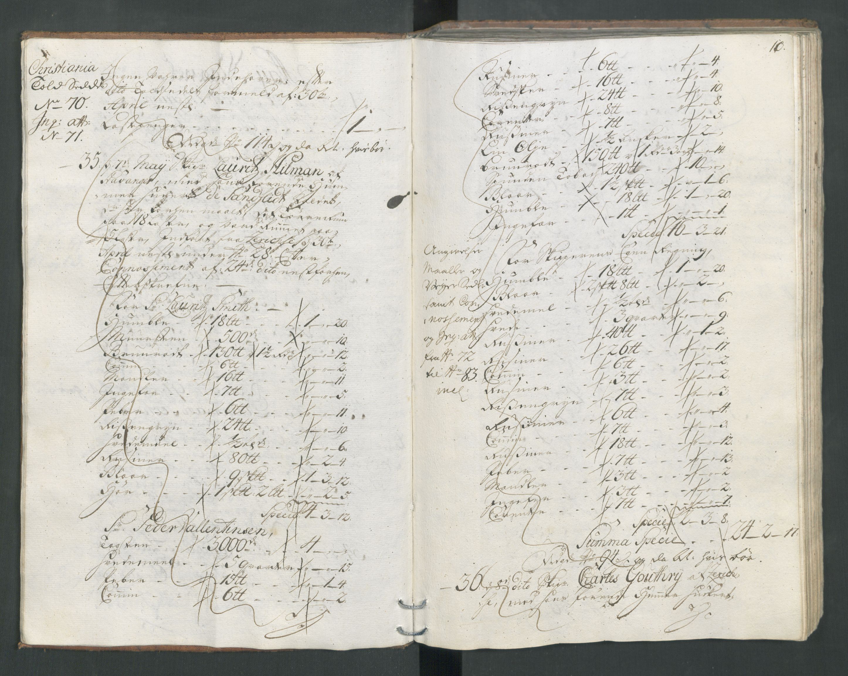 Generaltollkammeret, tollregnskaper, AV/RA-EA-5490/R22/L0011/0001: Tollregnskaper Stavanger / Hovedtollbok, 1731, s. 9b-10a