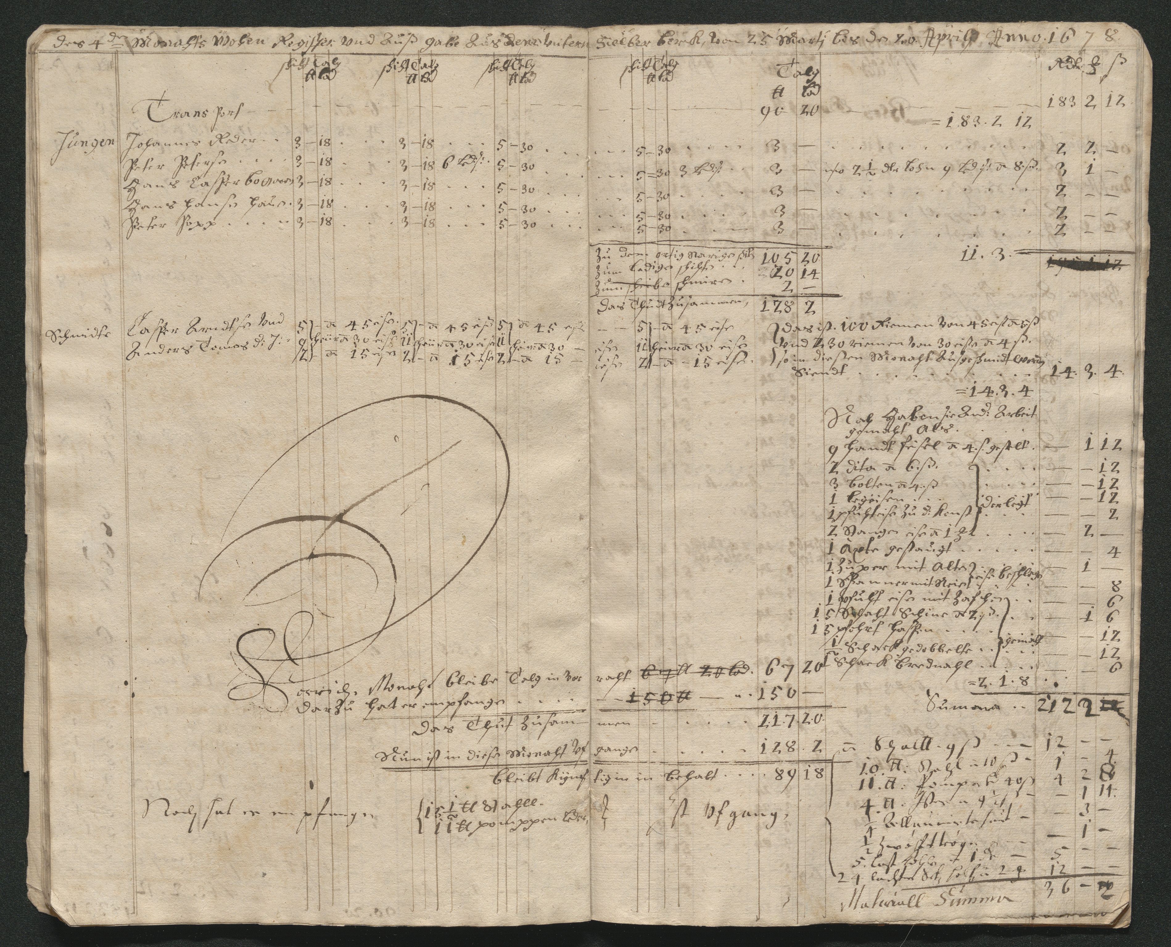 Kongsberg Sølvverk 1623-1816, AV/SAKO-EA-3135/001/D/Dc/Dcd/L0045: Utgiftsregnskap for gruver m.m. , 1678, s. 333