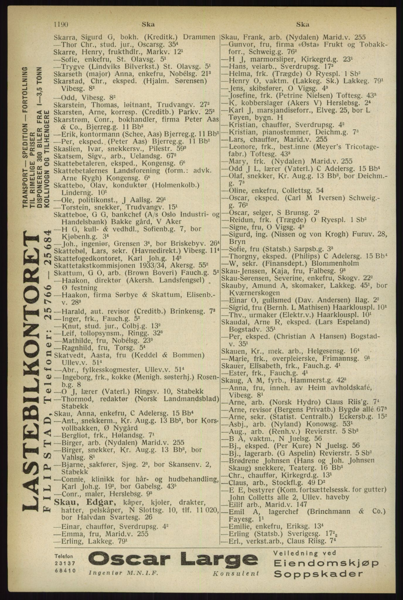 Kristiania/Oslo adressebok, PUBL/-, 1933, s. 1190