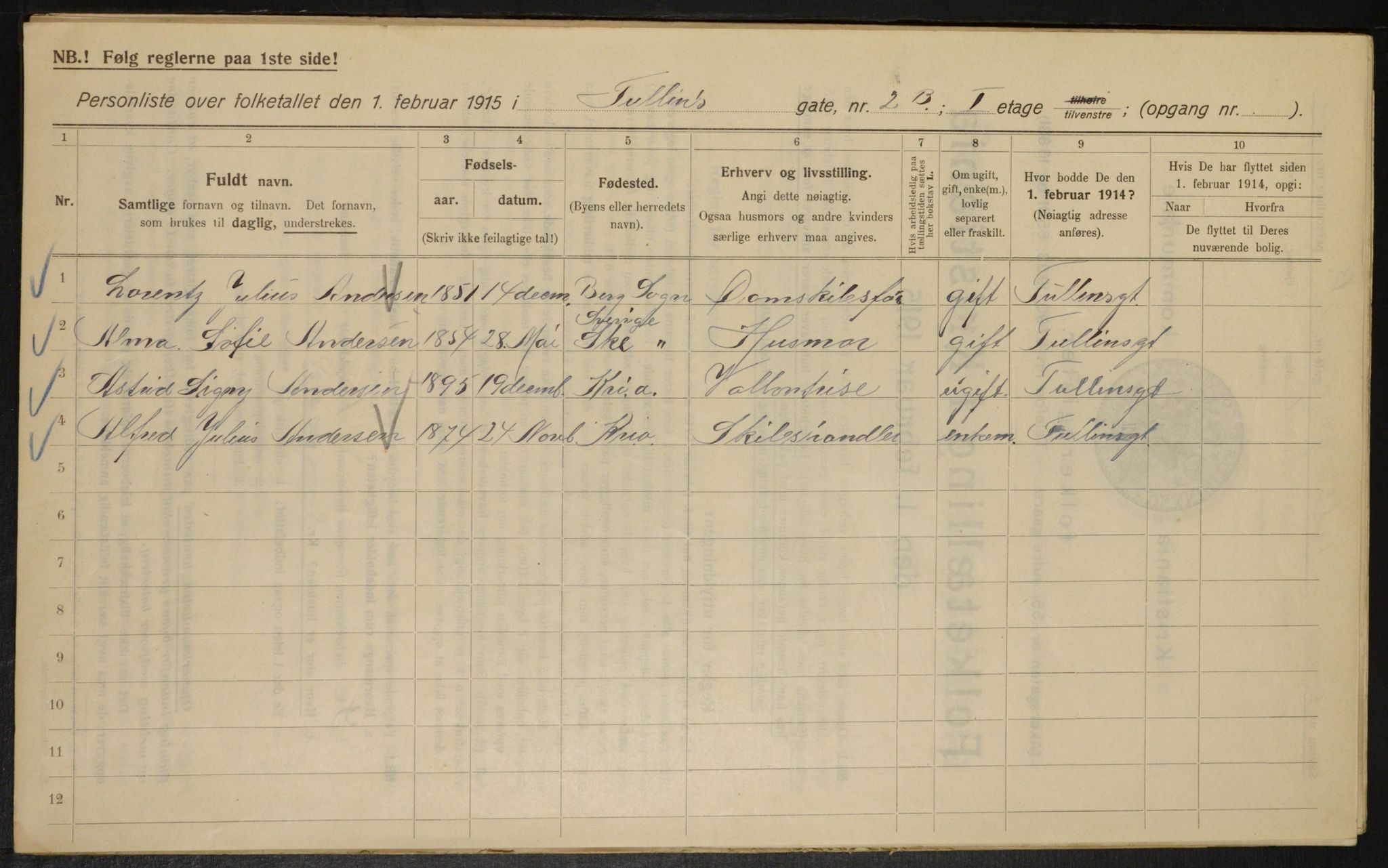 OBA, Kommunal folketelling 1.2.1915 for Kristiania, 1915, s. 117552