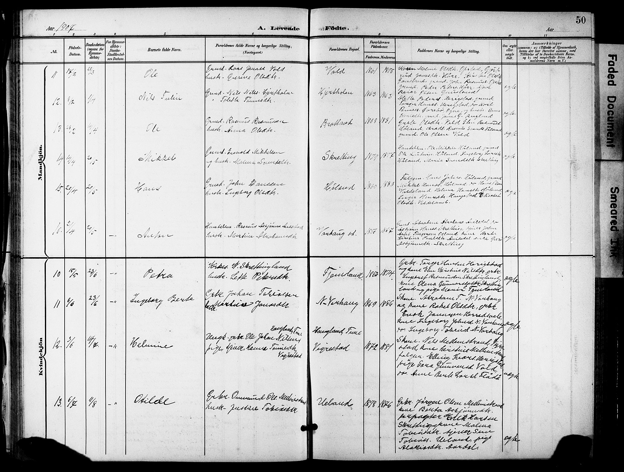 Hå sokneprestkontor, AV/SAST-A-101801/001/30BB/L0006: Klokkerbok nr. B 6, 1900-1924, s. 50