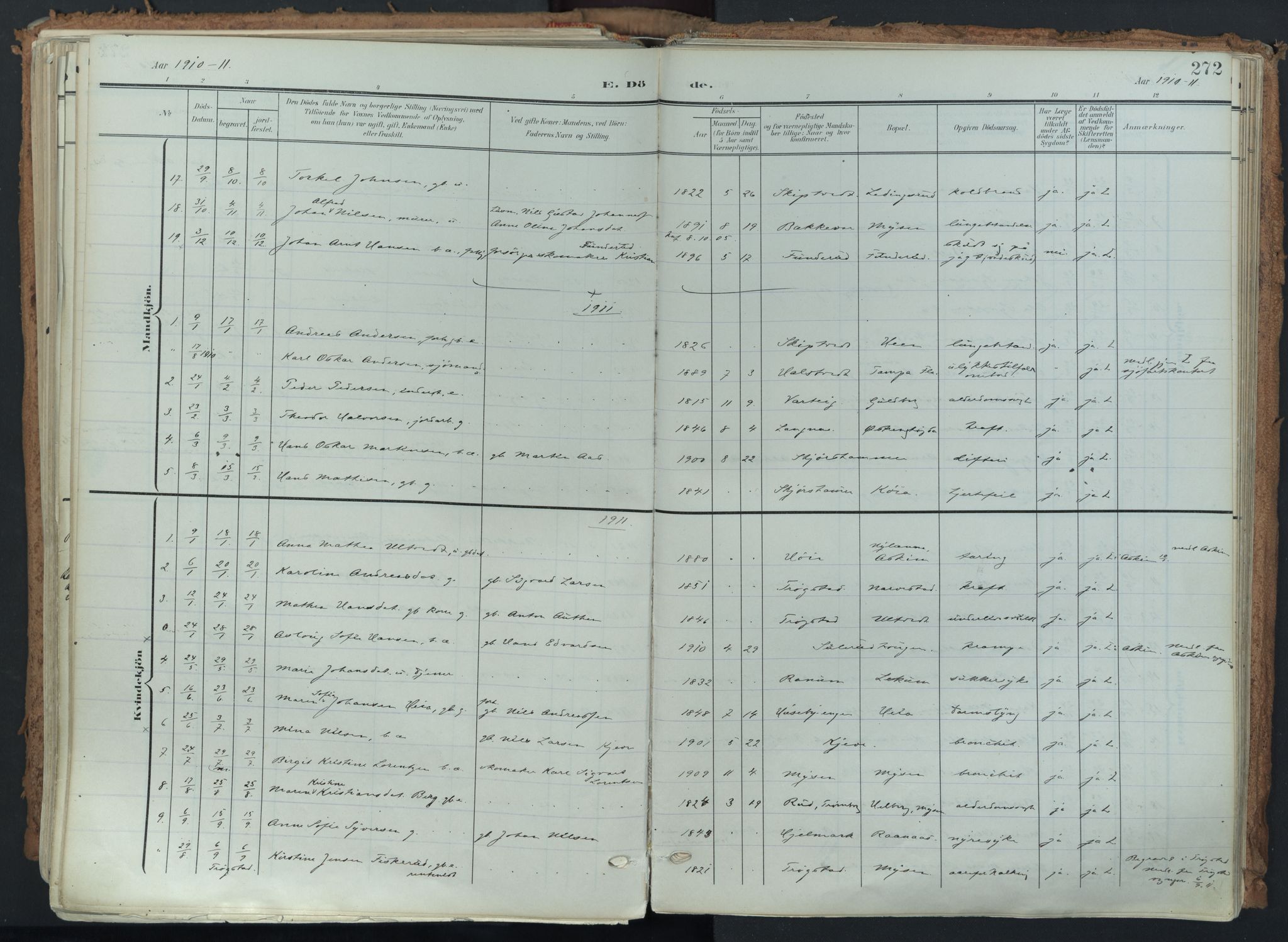 Eidsberg prestekontor Kirkebøker, SAO/A-10905/F/Fa/L0014: Ministerialbok nr. I 14, 1902-1919, s. 272