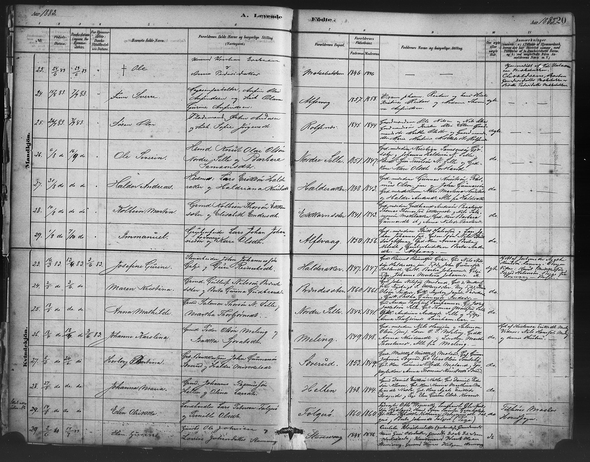 Finnås sokneprestembete, AV/SAB-A-99925/H/Ha/Haa/Haac/L0001: Ministerialbok nr. C 1, 1881-1894, s. 20