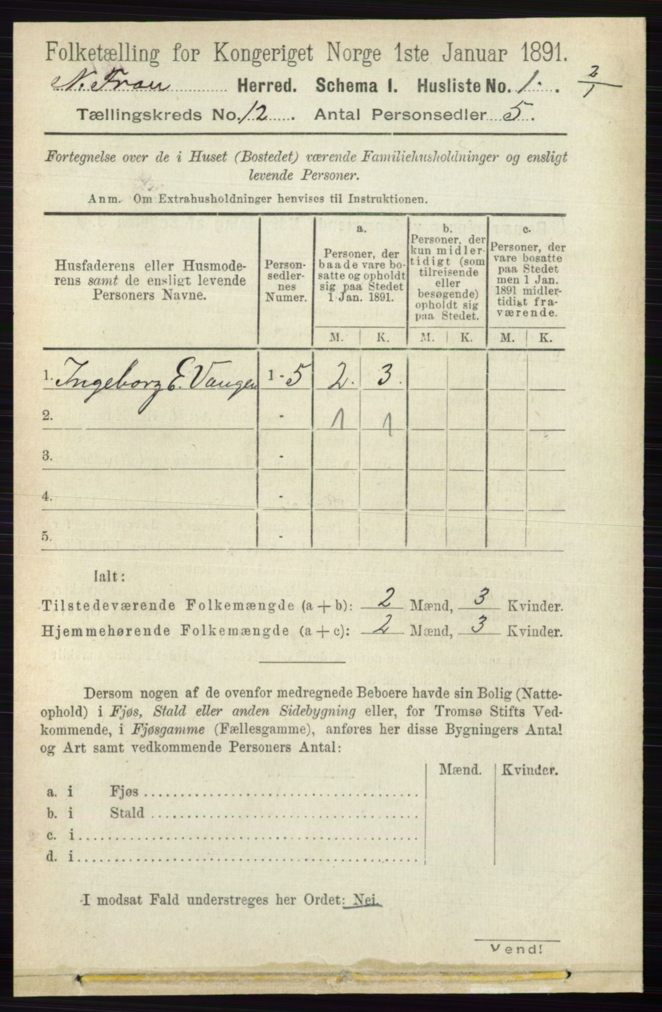 RA, Folketelling 1891 for 0518 Nord-Fron herred, 1891, s. 5063