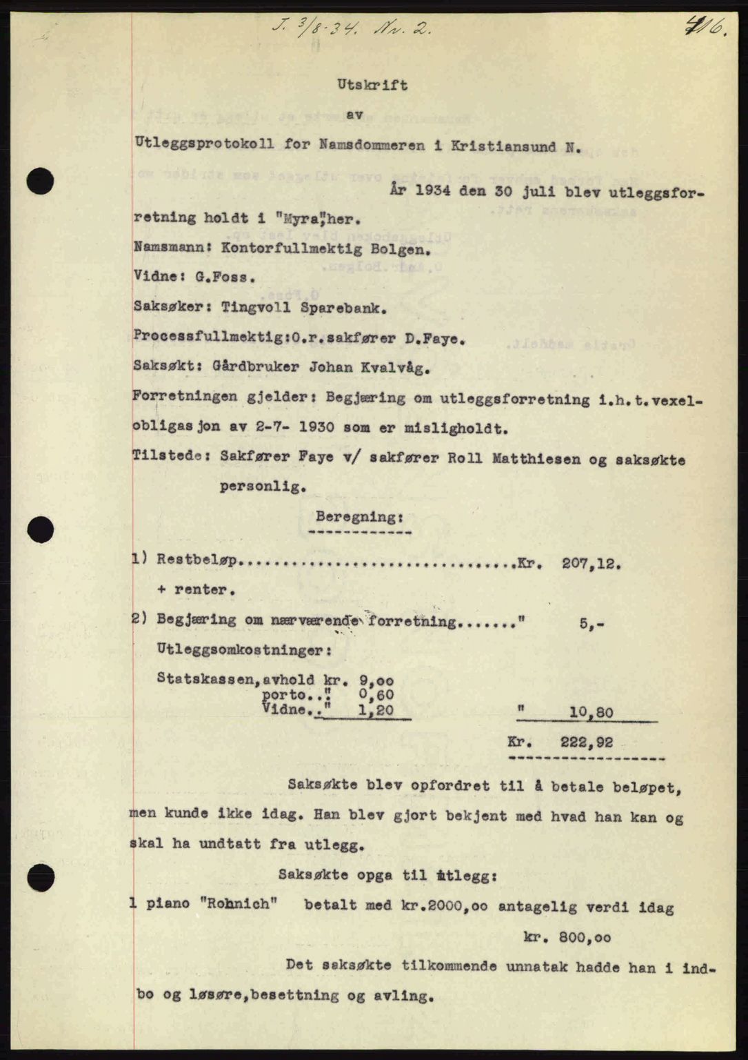 Kristiansund byfogd, SAT/A-4587/A/27: Pantebok nr. 27, 1933-1934, Tingl.dato: 03.08.1934