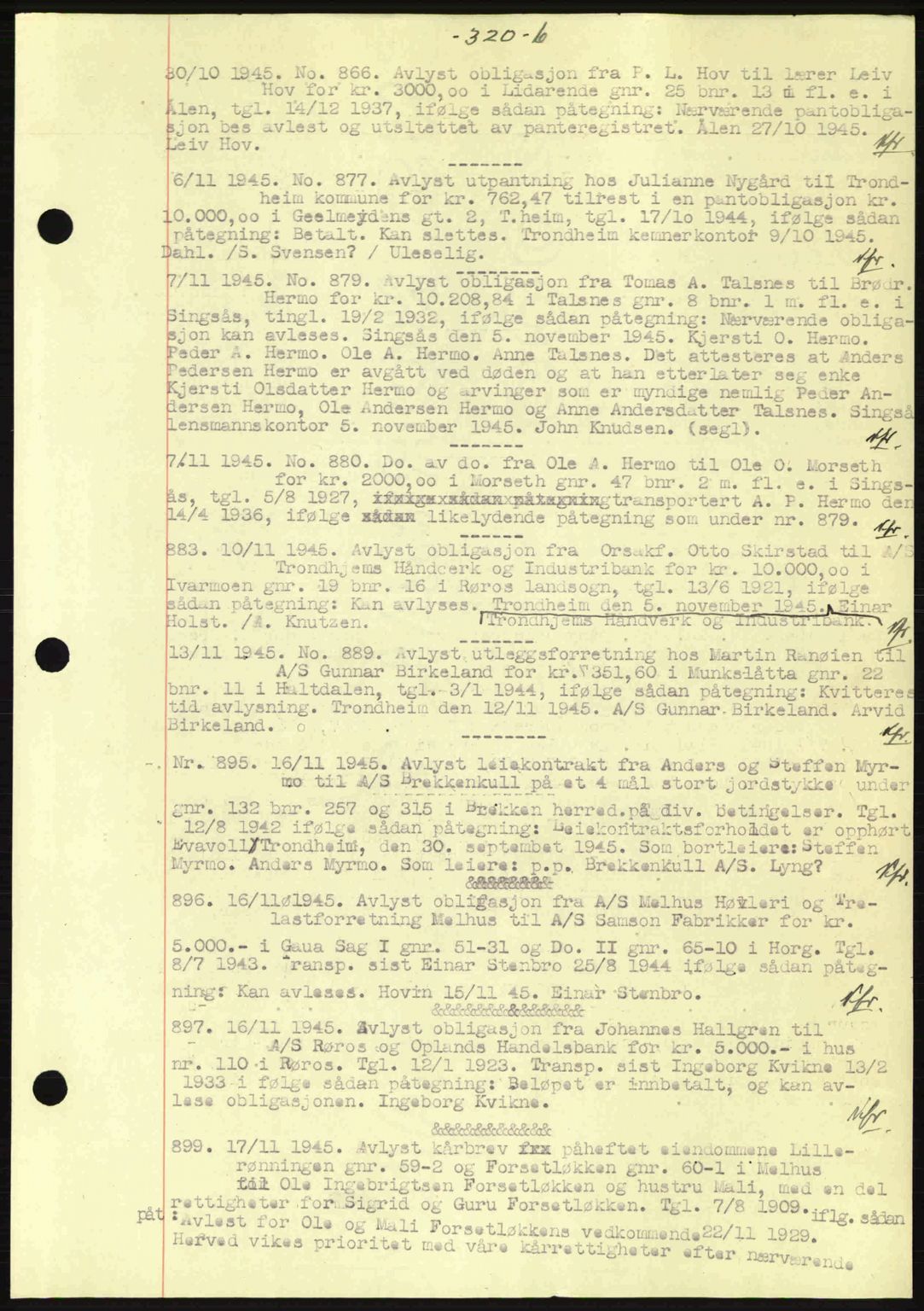 Gauldal sorenskriveri, SAT/A-0014/1/2/2C: Pantebok nr. A1a, 1945-1945, Dagboknr: 866/1945
