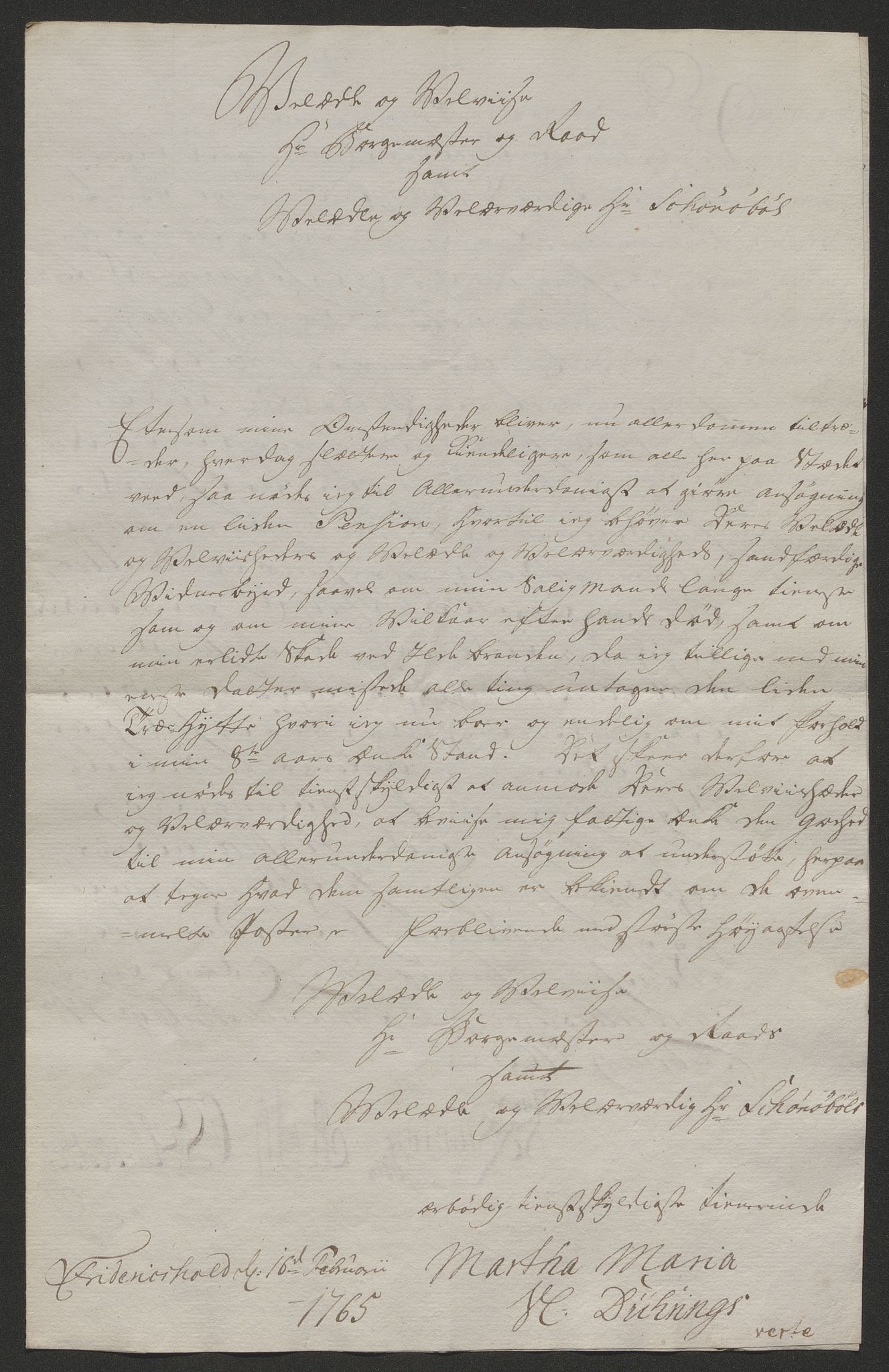 Forsvaret, Den norske kvesthuskasse/krigshospitalkasse, AV/RA-RAFA-1887/F/Fa/L0023: Ansøkninger om pensjon, pengelån m.v., 1765, s. 64