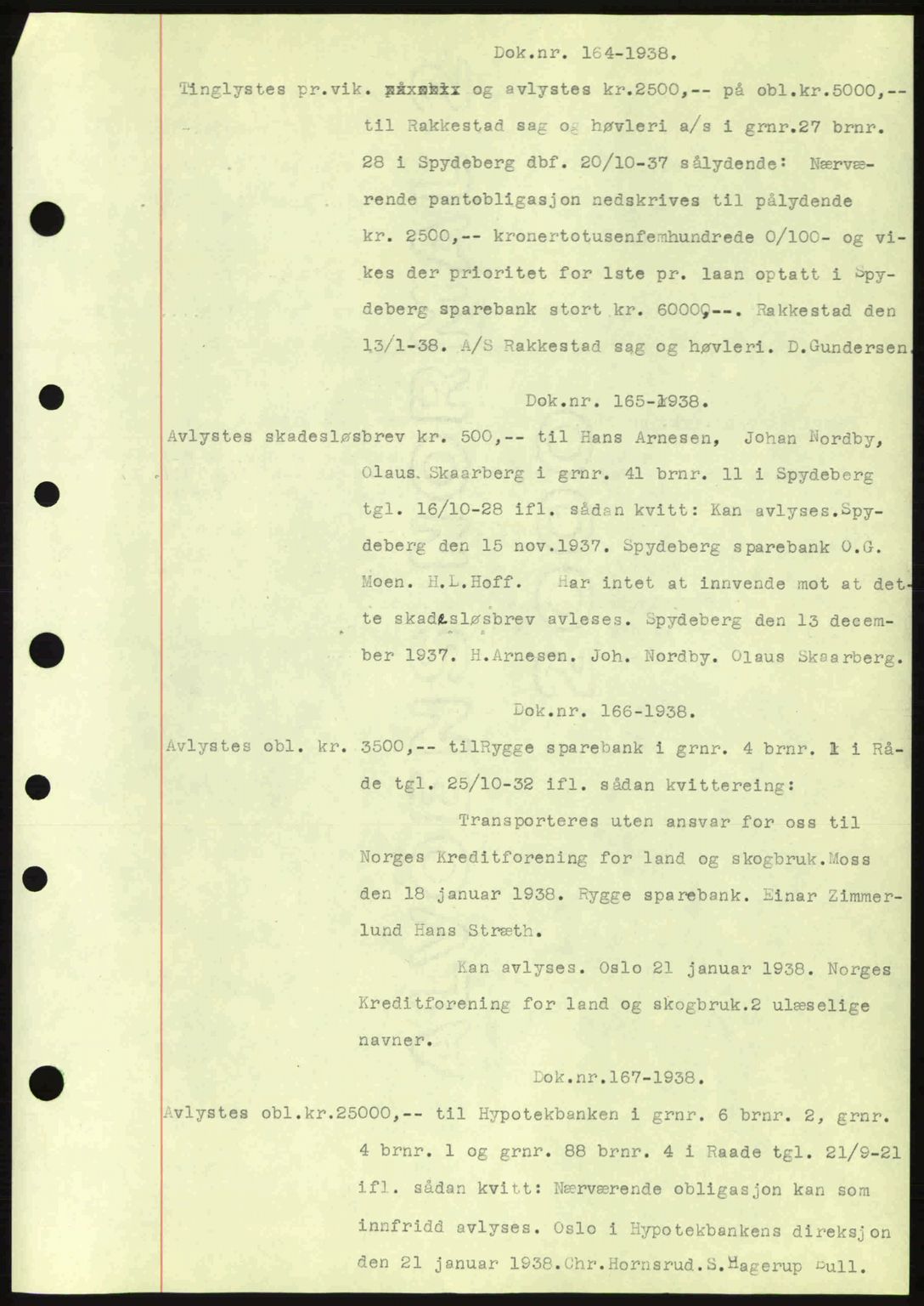Moss sorenskriveri, SAO/A-10168: Pantebok nr. B4, 1937-1938, Dagboknr: 164/1938