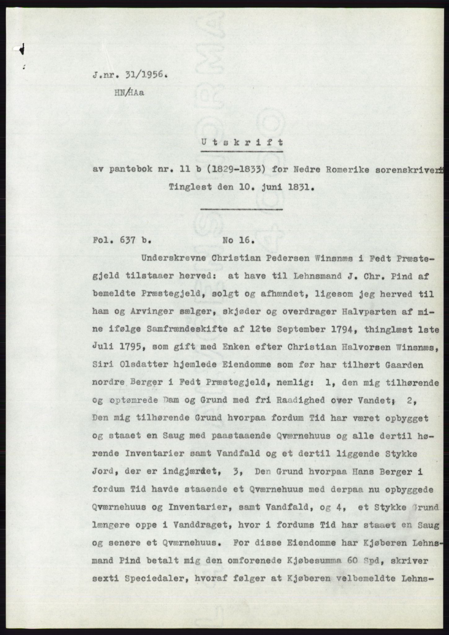 Statsarkivet i Oslo, SAO/A-10621/Z/Zd/L0004: Avskrifter, j.nr 1-797/1956, 1956, s. 24