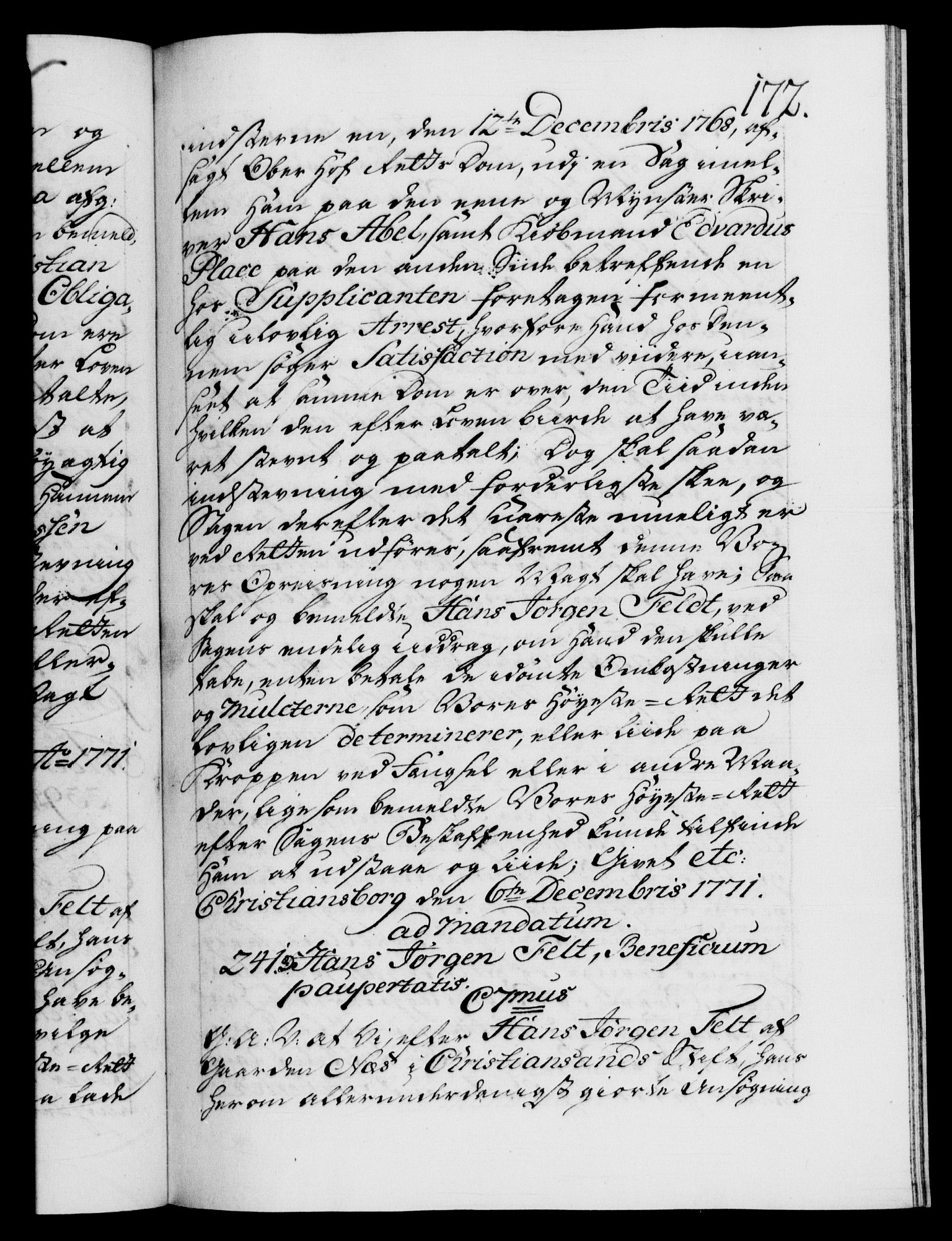 Danske Kanselli 1572-1799, RA/EA-3023/F/Fc/Fca/Fcaa/L0045: Norske registre "Norske eller 3. dept.s åpne brev, 1771-1773, s. 172a