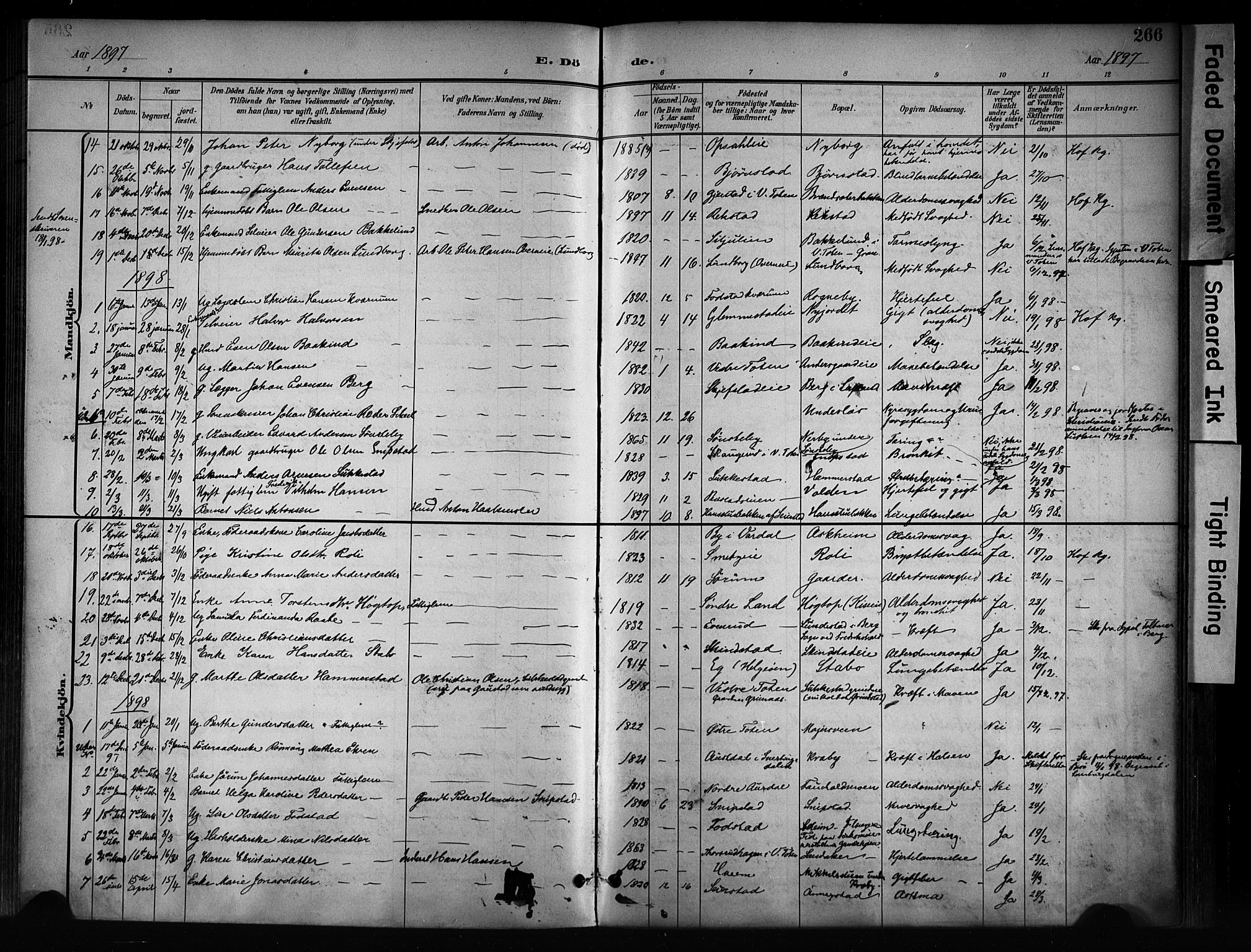 Østre Toten prestekontor, AV/SAH-PREST-104/H/Ha/Haa/L0008: Ministerialbok nr. 8, 1897-1909, s. 266